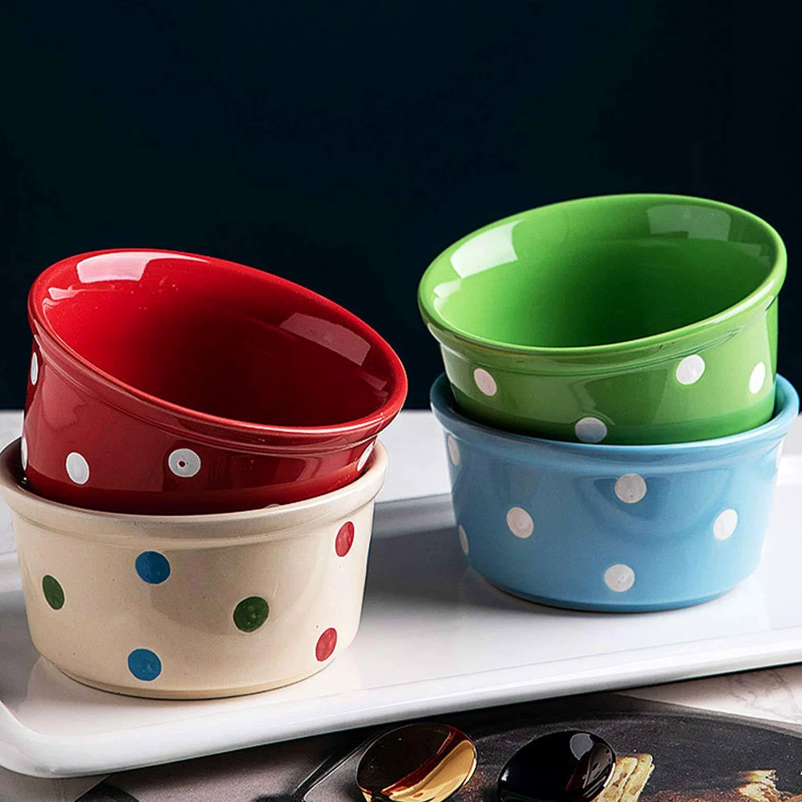 Juego De Ramequines, 230ml, Ramekins De Crema Brulée, Fuente Para Soufflé Fuentes Para Horno, Moldes De Aliento, Ramekins Para Freidora De Aire-rojo-conjunto de 6