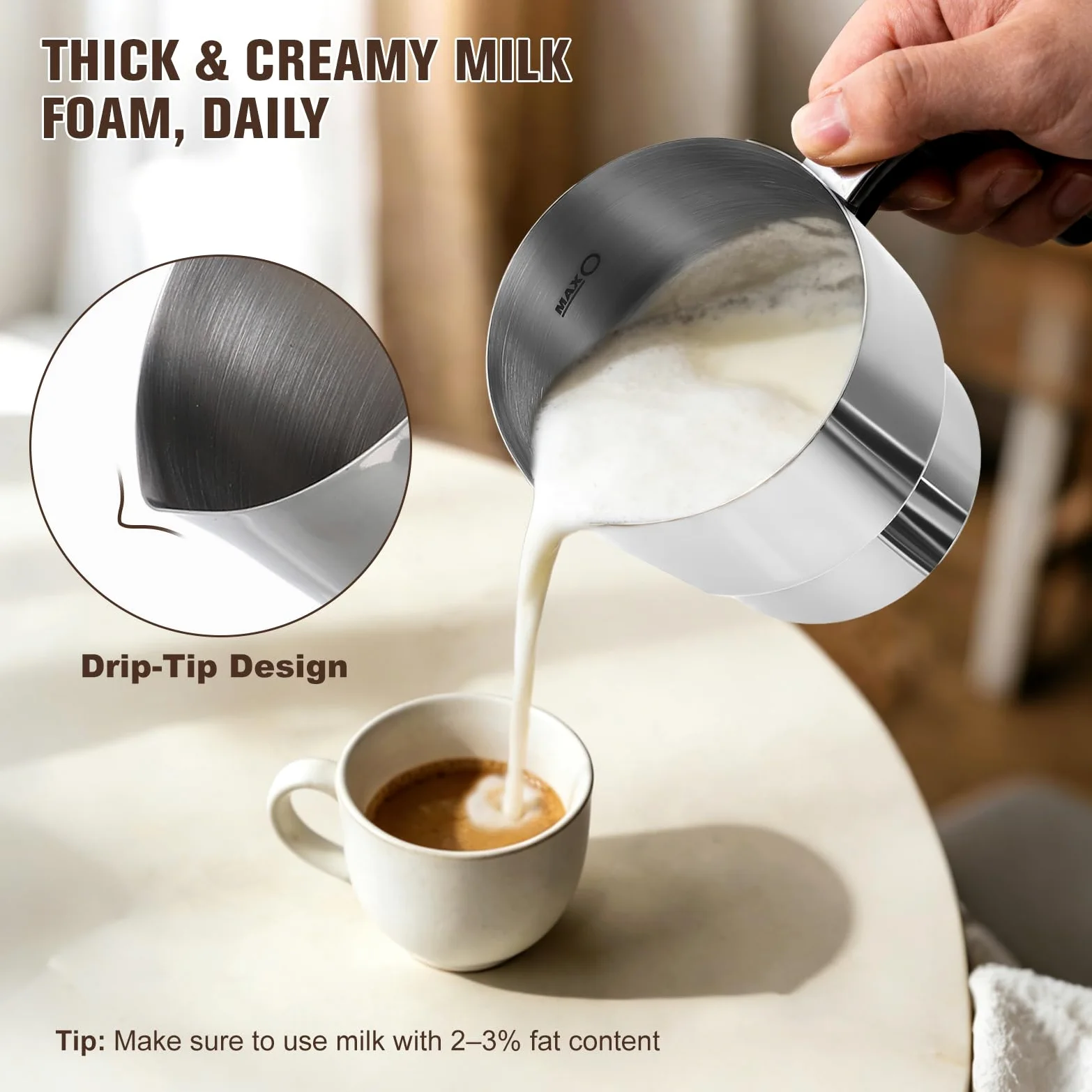 Espumador de Leche Eléctrico 6 en 1, Apto para Lavavajillas, con Temperatura Variable y Espuma, 800 ml, Gran Capacidad, para Espuma de Leche Fría Caliente, Chocolate Caliente, Café con Leche