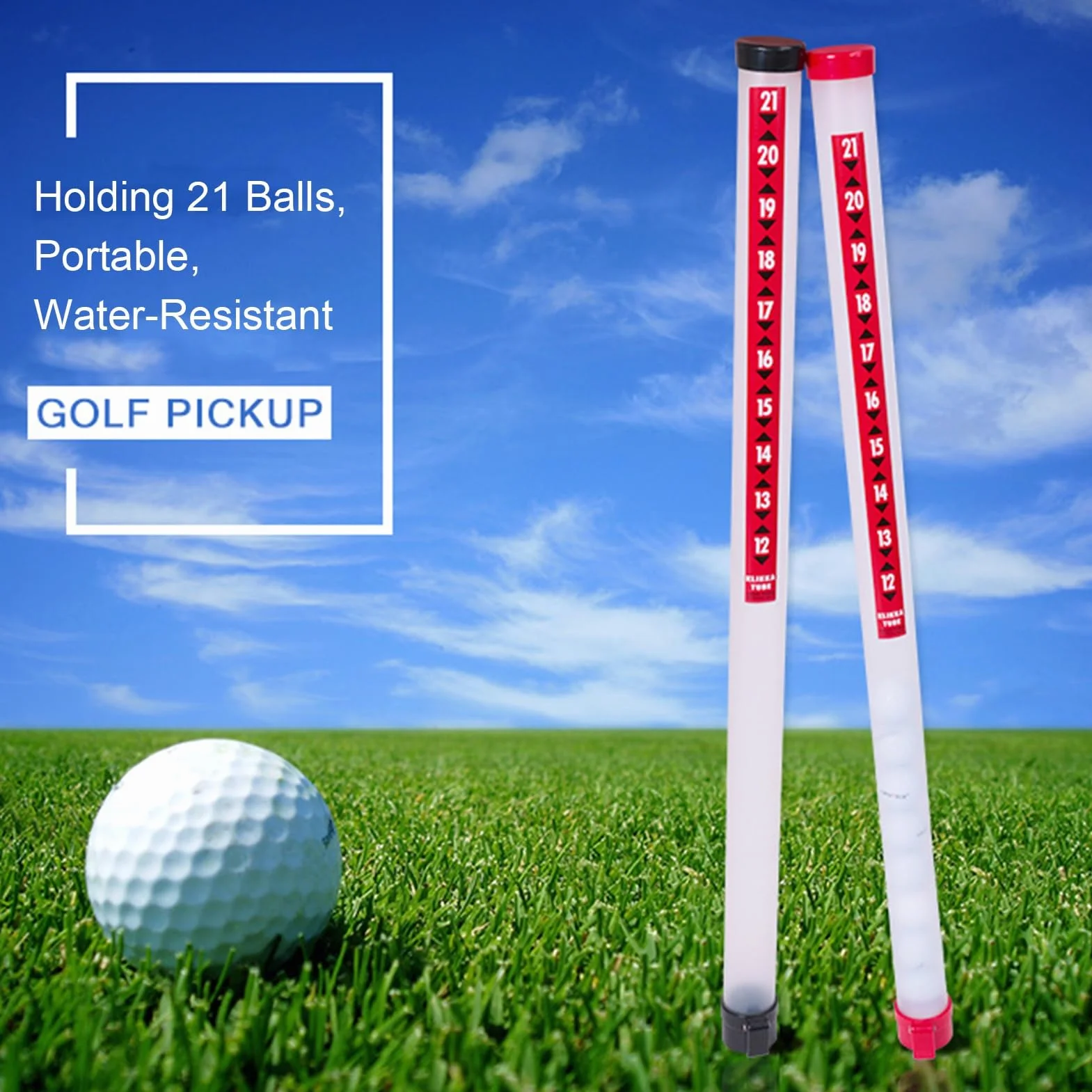 Recuperador de pelotas de golf para sostener 21 pelotas, recuperadores de eje profesionales, tubo recogedor de bolas de golf, colector de liberación de pelotas de golf, herramienta de succión