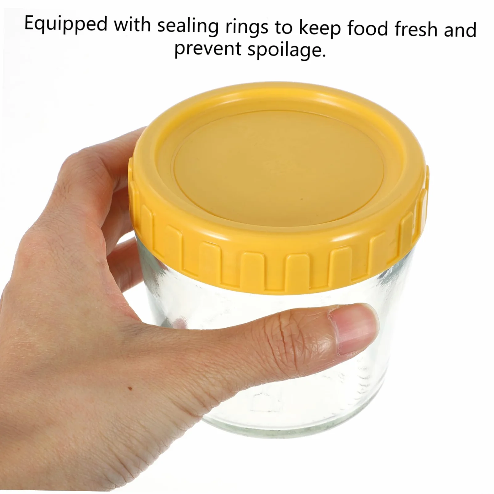 Mobestech Set de 4 Frascos de Vidrio Tapa de Silicona Sellada, Contenedores para Almacenar Alimentos Pequeños, Diseño Apilable y Fácil Acceso para Cocina y Yogur