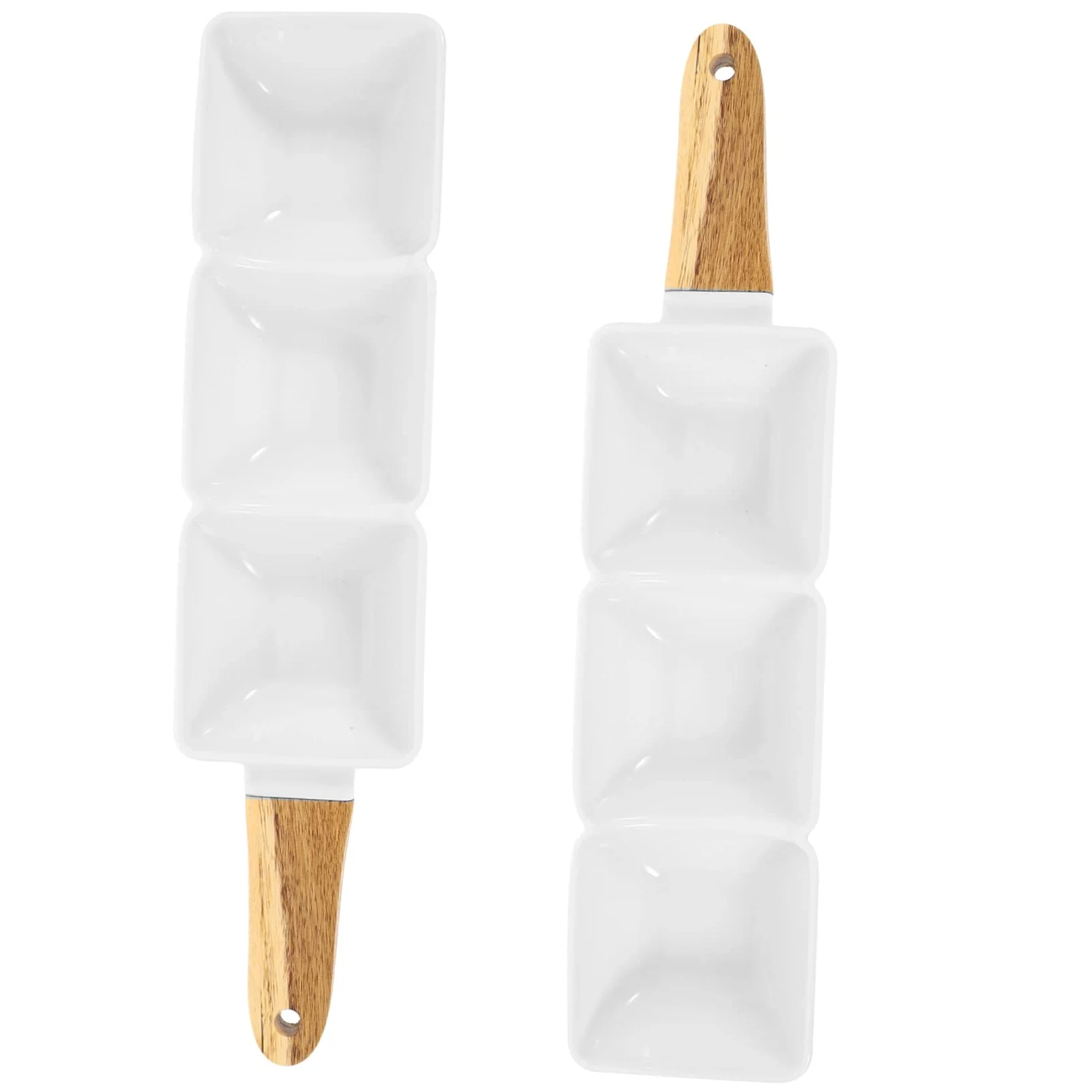 LIFKOME 2 piezas Bol de Cerámica de Compartimentos con Mango para Snacks y Frutas para Salsas y Aperitivos Casa o