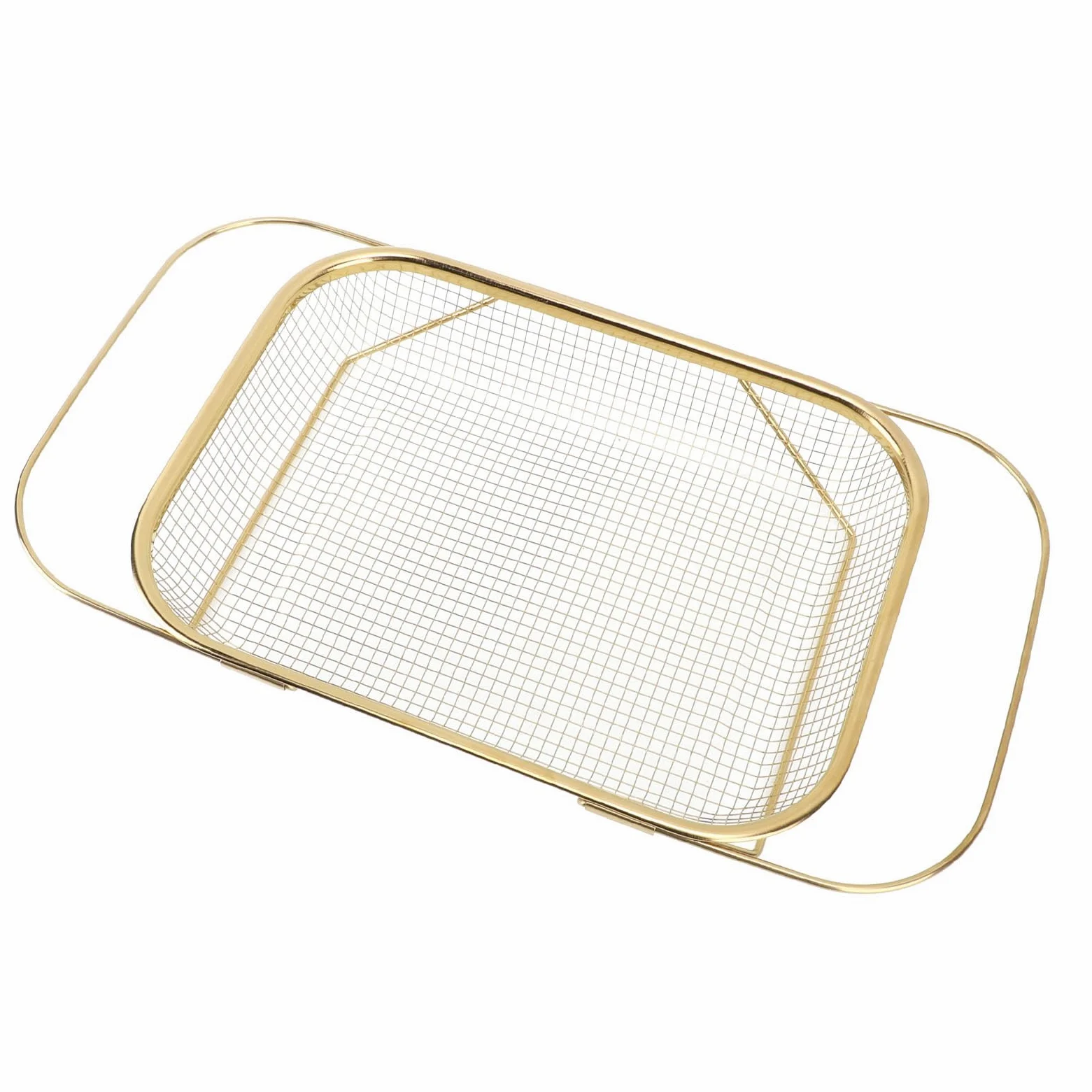 Colador grande extensible de acero inoxidable sobre el fregadero, cesta de malla fina para fregadero de cocina, con asas, fácil de y almacenar, preparación de cocción eficiente (dorado)