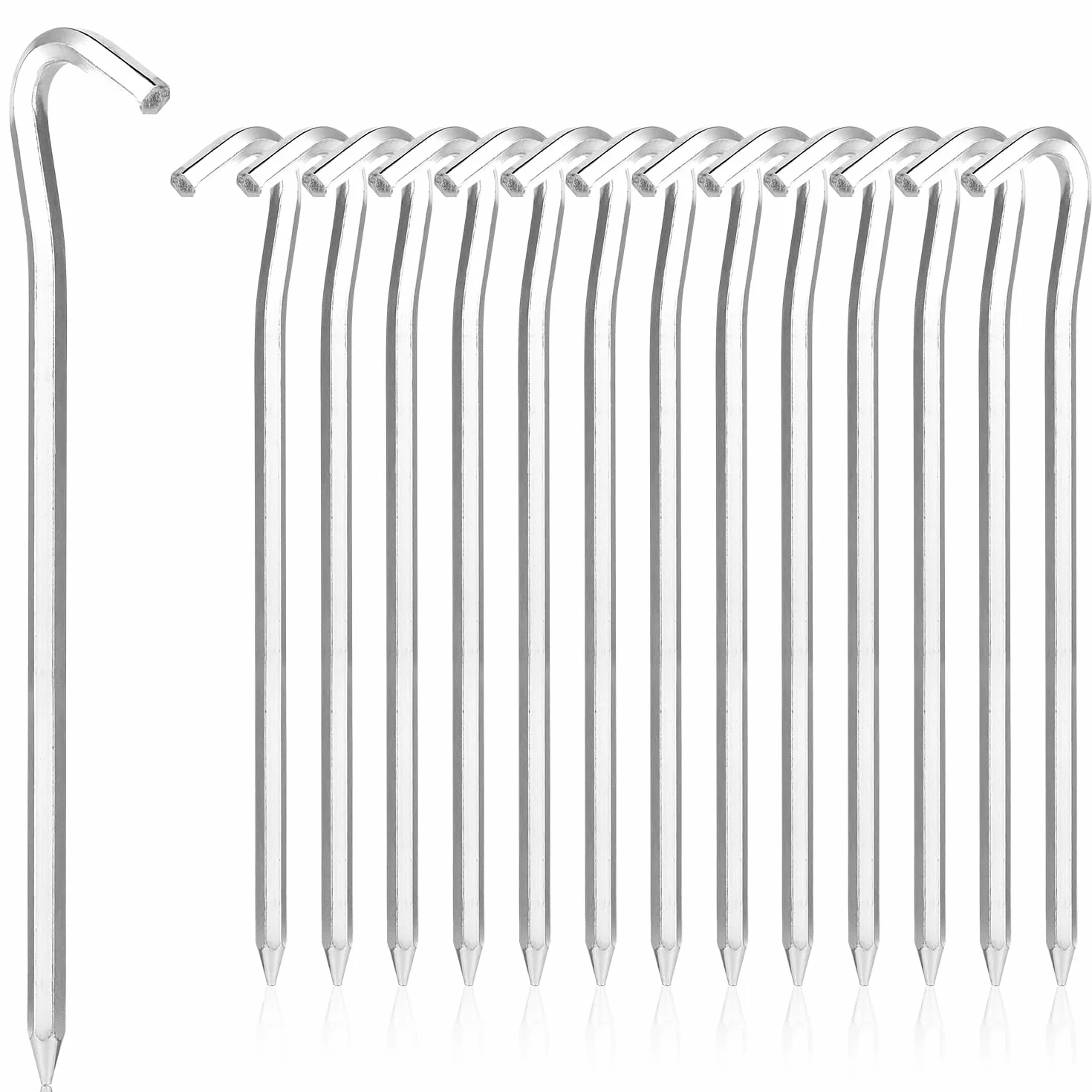 Piquetas Camping Suelo Duro 18 cm Pack 14 Clavos Estacas Jardín Tiendas Campaña