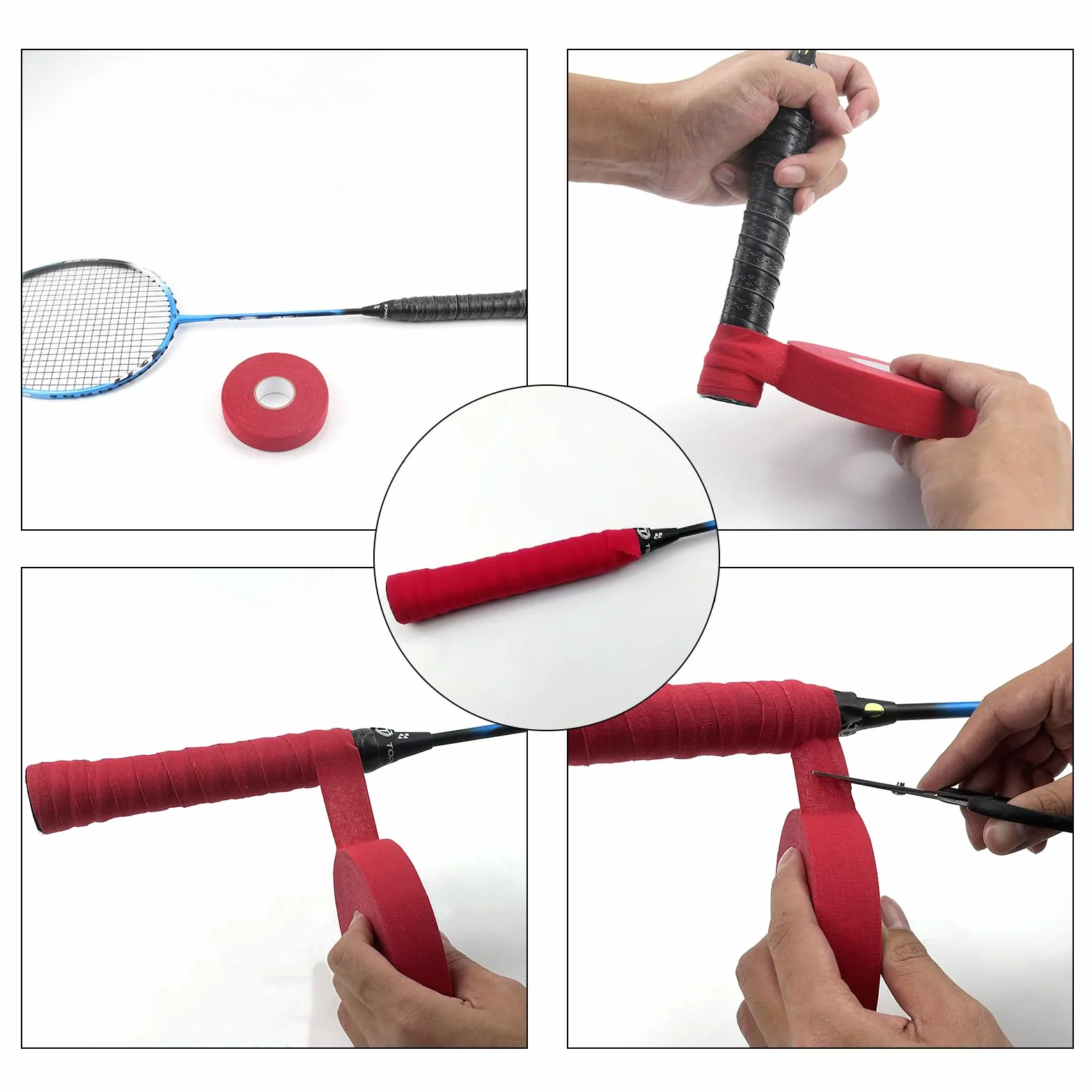 Cinta de Hockey Autoadhesivas 2 Piezas 2,5cm × 25 m Negro y Rojo