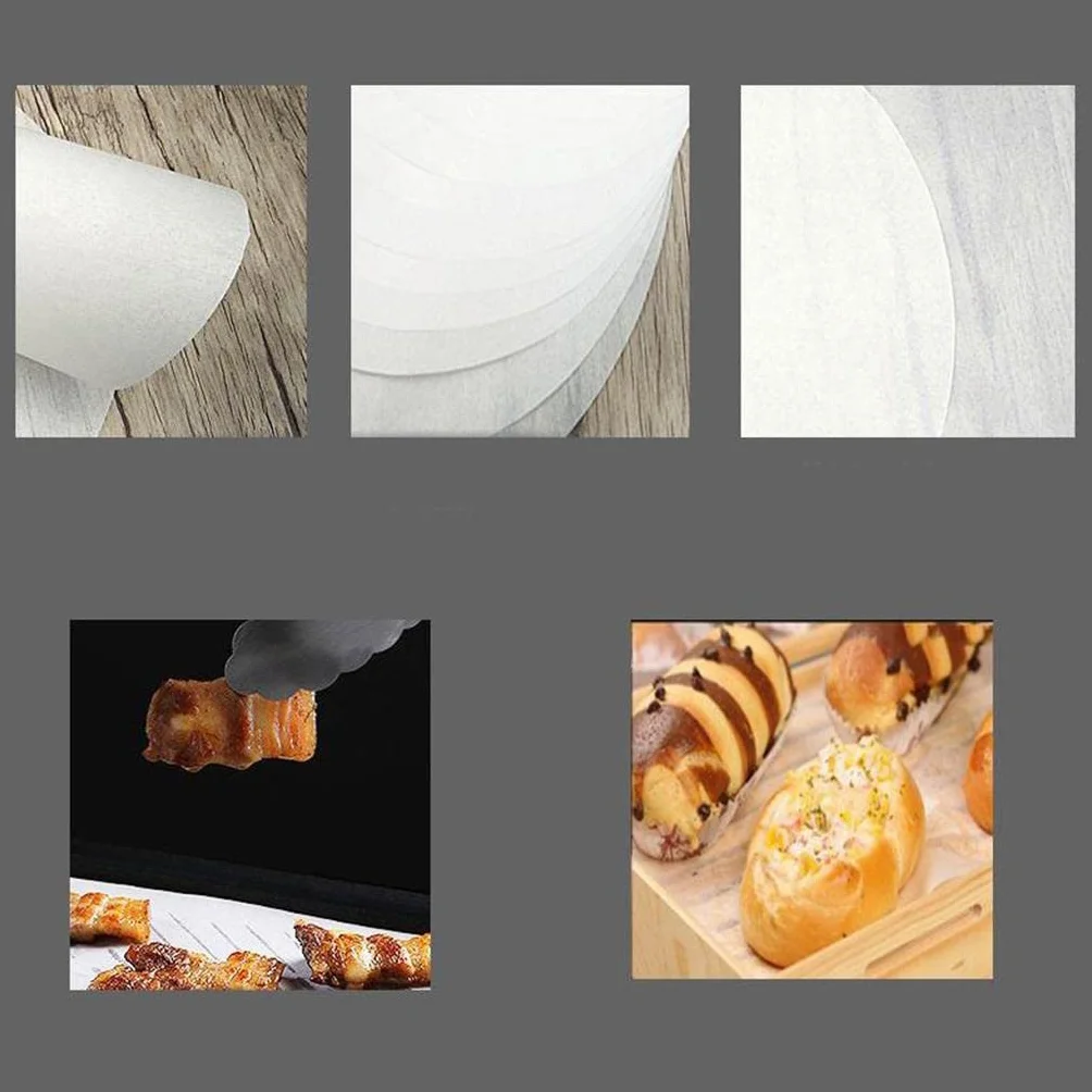 5 Paquetes Papel Pergamino Redondo Antiadherente Hojas de Cera para Hornear Discos para Hamburguesa Bases para Pastel con Recubrimiento de Silicona y, 5 Piezas