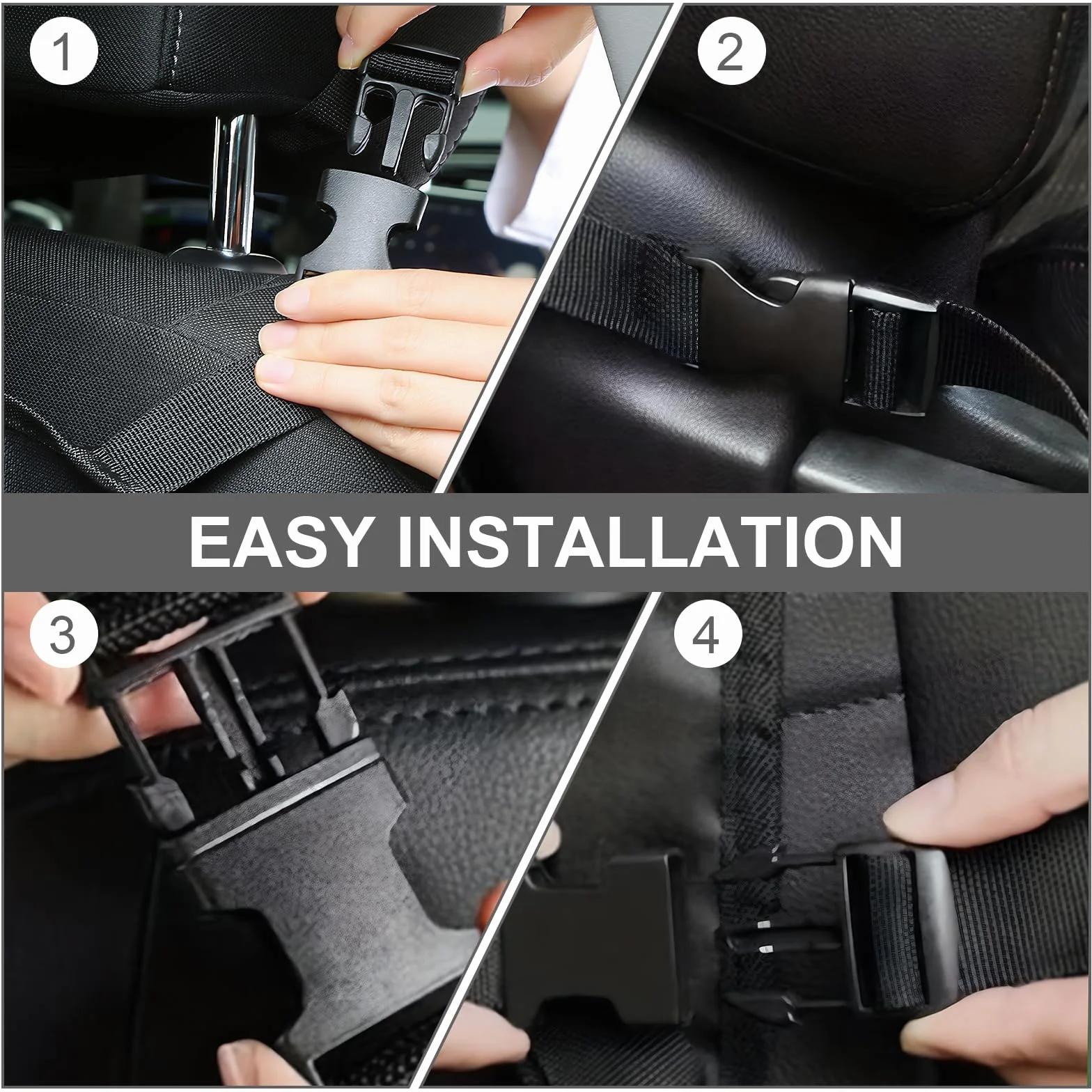Protector de Asiento de Coche Resistente al Agua, 2 Piezas 45 x 60 cm Asiento de Coche con 2 Bolsillos de Malla, Protección para la Parte Trasera de los Asientos Delanteros