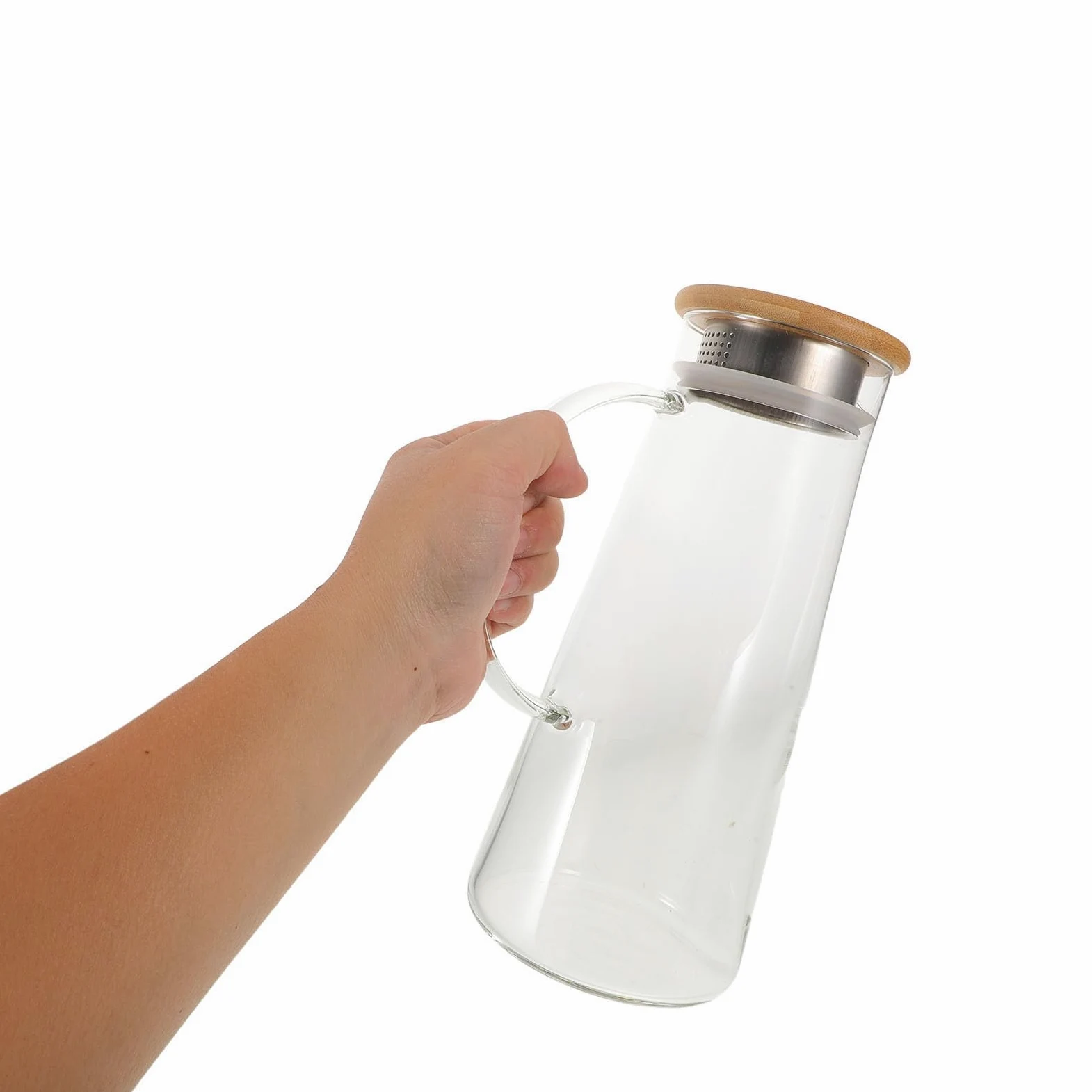 Jarra de Vidrio de Borosilicato para Jugo con Tapa Hermética | Capacidad de 3.8 Litros, Vertido Fácil y Limpieza Sencilla, Resistente al Calor, con Bambú y Acero Inoxidable