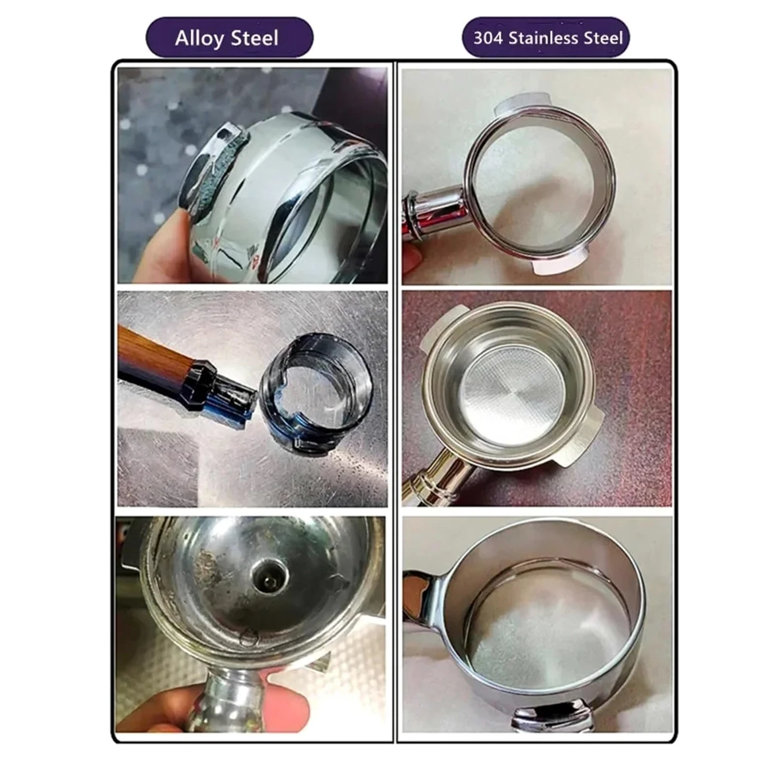 Compatible Con Delonghi, Compatible Con Dedica, EC680/685 ECP33.21 ECP35.31 De Acero Inoxidable, Soporte De Filtro De Portafiltro De Café De Doble Boquilla De 51 Mm De Cabezal Único(3 ears)