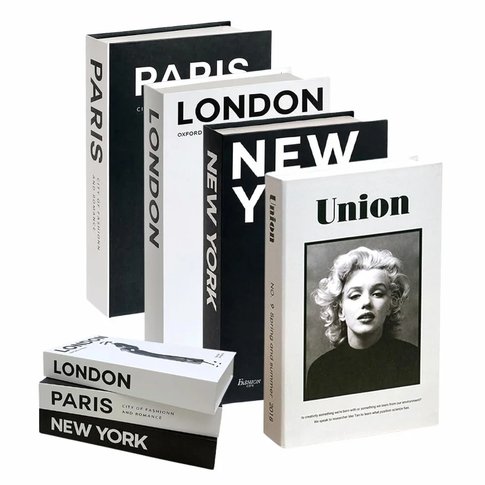 4PCS Libros Decorativos Falsos Moda,Libros de Decoracion de Interiores,Decoracion Estanteria Libros de Imitación Plegables,Decoracion Hogar Libros de Exhibición Falsos,Display Libreria Falsa