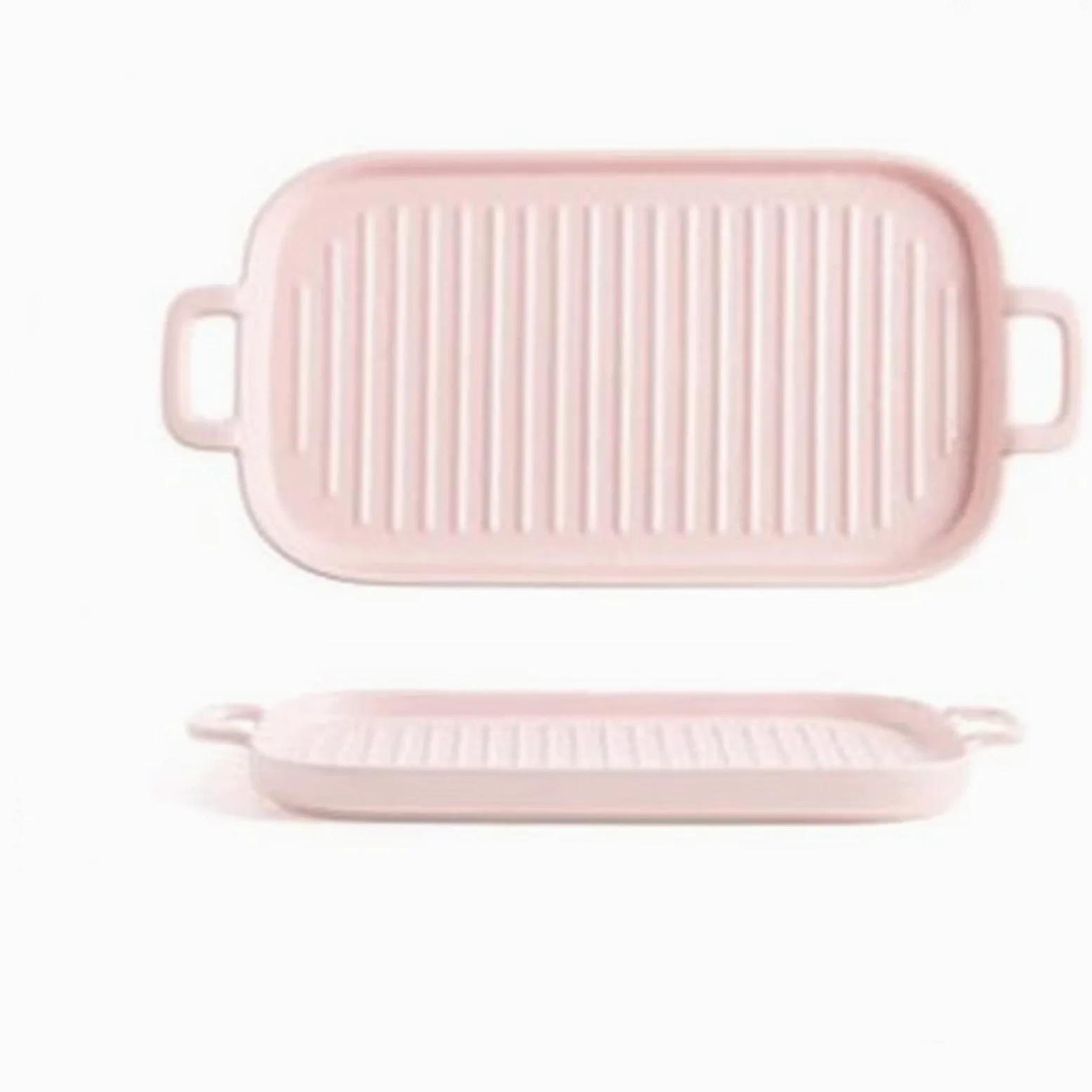YXSH Bandeja Rectangular Cerámica de gres Fuente para Horno,Ideal para Lasaña Pastel Cazuela Tapas -Pink||30.2x15.8x3.5cm