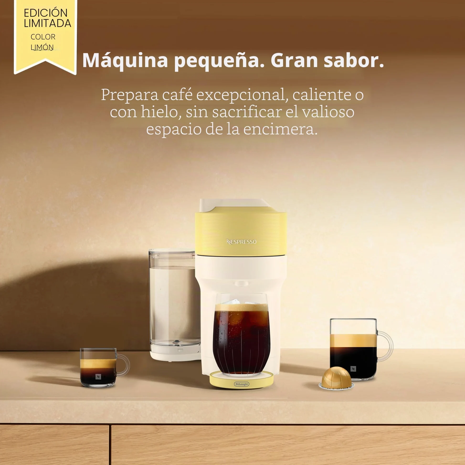 Nespresso Vertuo Pop+ Summer Edición Limitada por De'Longhi, Amarillo Pastel