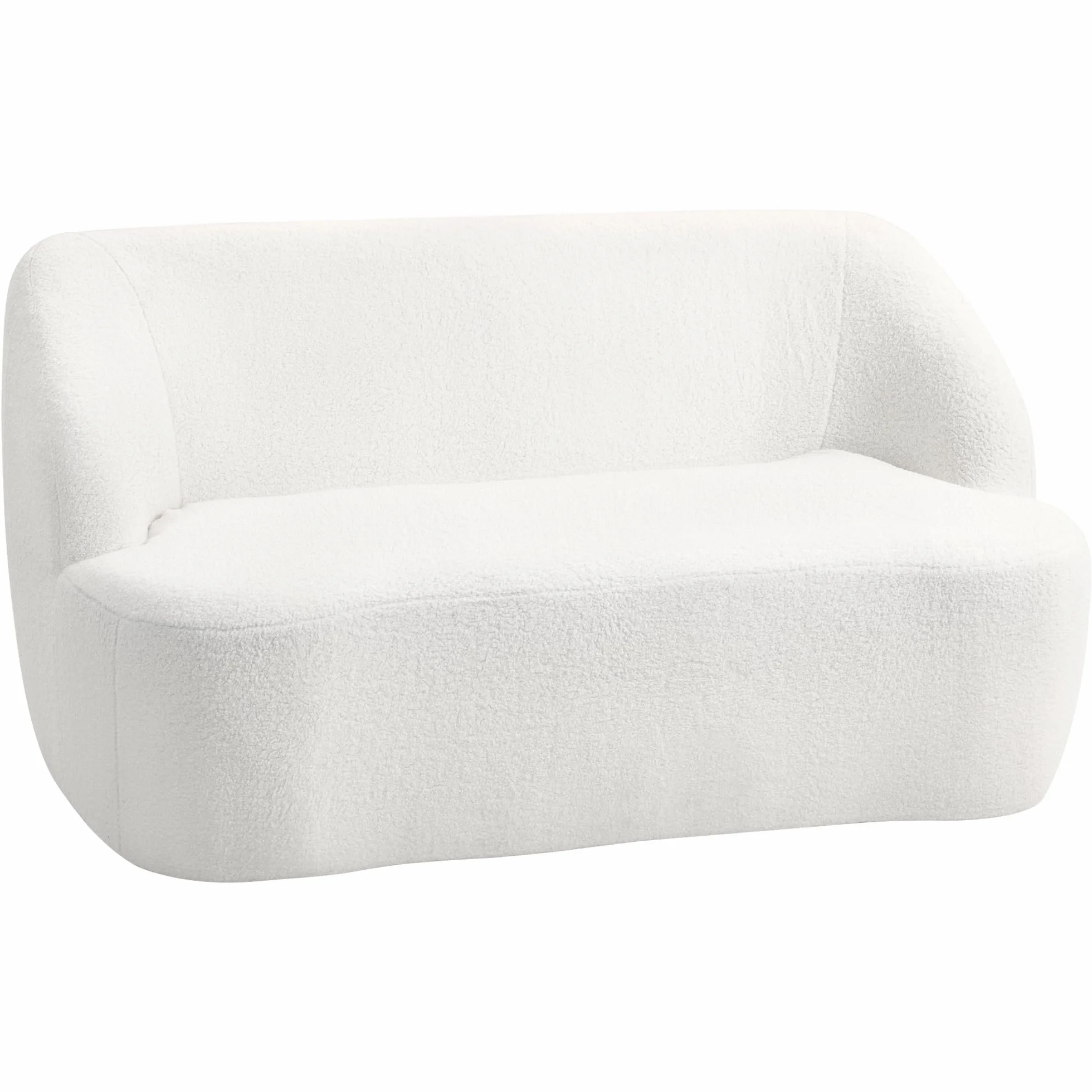 HOMCOM Sofá de 2 Plazas Tapizado en Borreguito Sofá de Salón de 142 cm con Diseño Curvo Acolchado Grueso No Requiere Montaje para Dormitorio Sala de Estar Oficina Crema