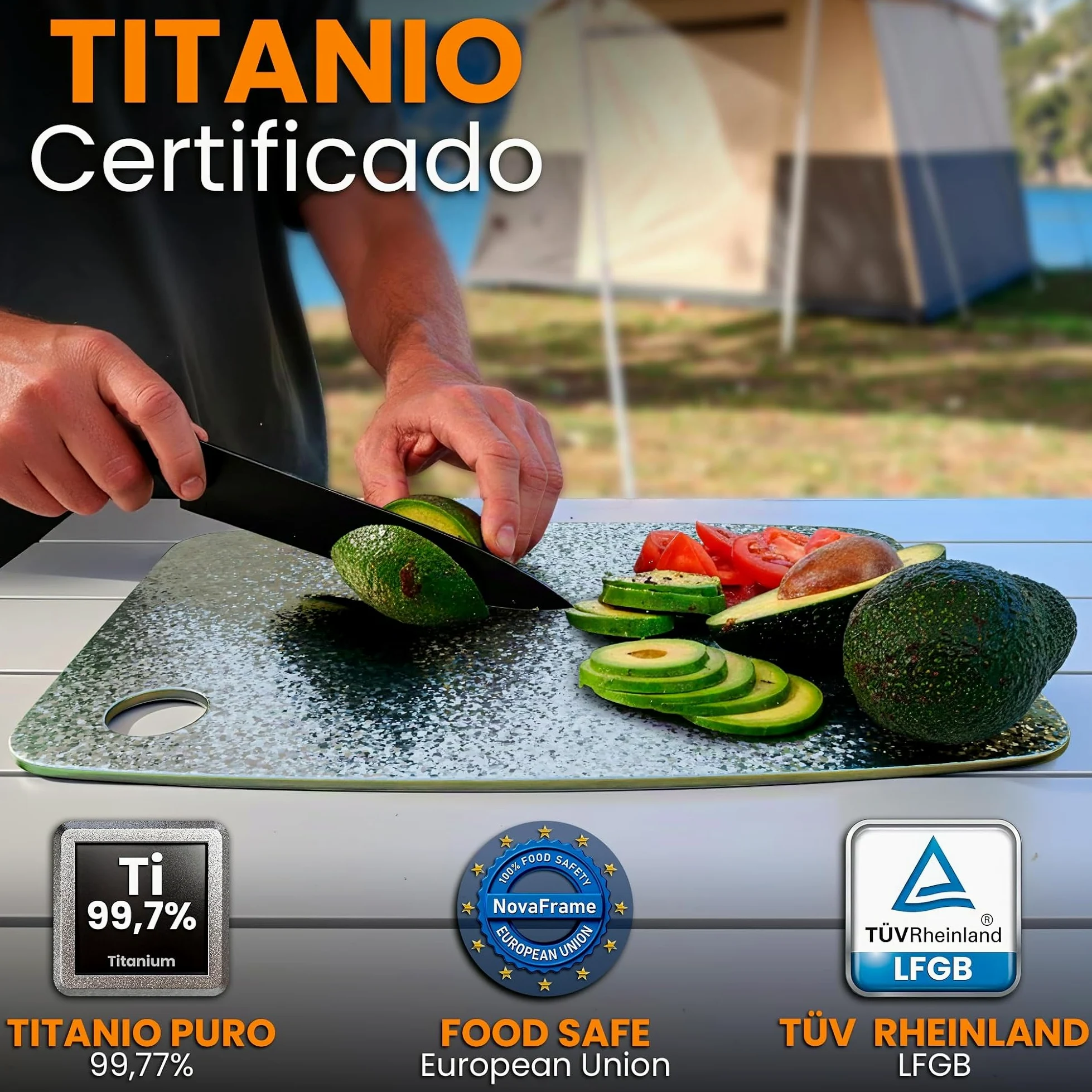 Tabla de cortar de titanio 100% puro 40x30cm – tabla cortar titanio doble cara, tabla antibacteriana para cocina, titanium cutting board ultra resistente, tabla de titanio puro premium