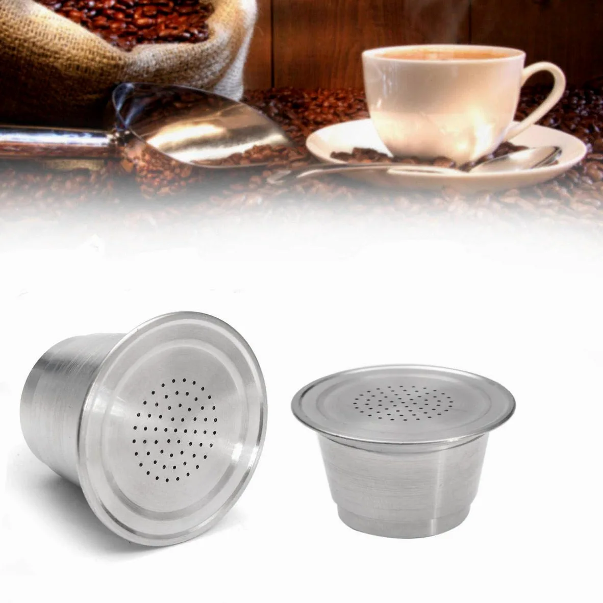 KingLan Taza De Cápsula De Café Recargable De Acero Inoxidable Reutilizable para Cafetera Nespresso