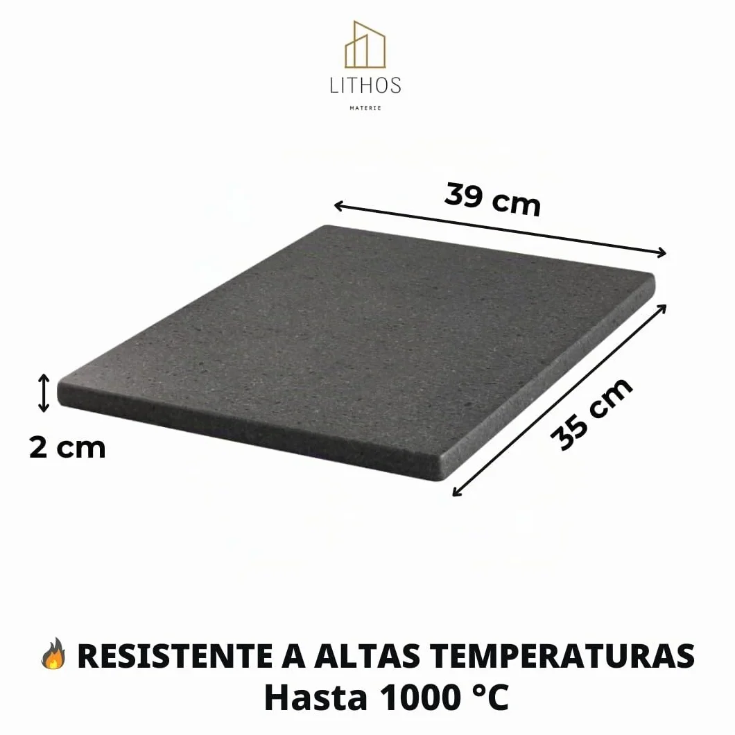 Kit de piedra antiadherente volcánica ollar Etna para pizza 39 x 35 x 2 + pala para horno eléctrico a gas y barbacoa para carne, pescado y verduras refractaria