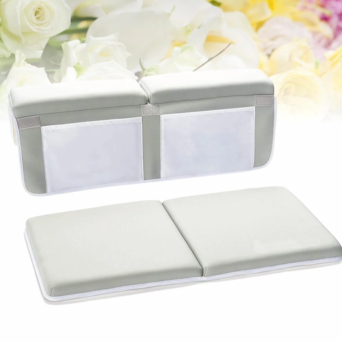 DOITOOL Almohadilla Antideslizante para Baño Infantil con Bolsillos Organizadores Cojín Plegable para Rodillas Ventosas Fuertes para Seguridad y Comodidad Ducha y Bañera Gris