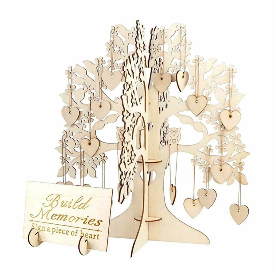 Ausi Libro de visitas de madera para árbol de deseos, juego de libro de visitas de boda para decoraciones de boda