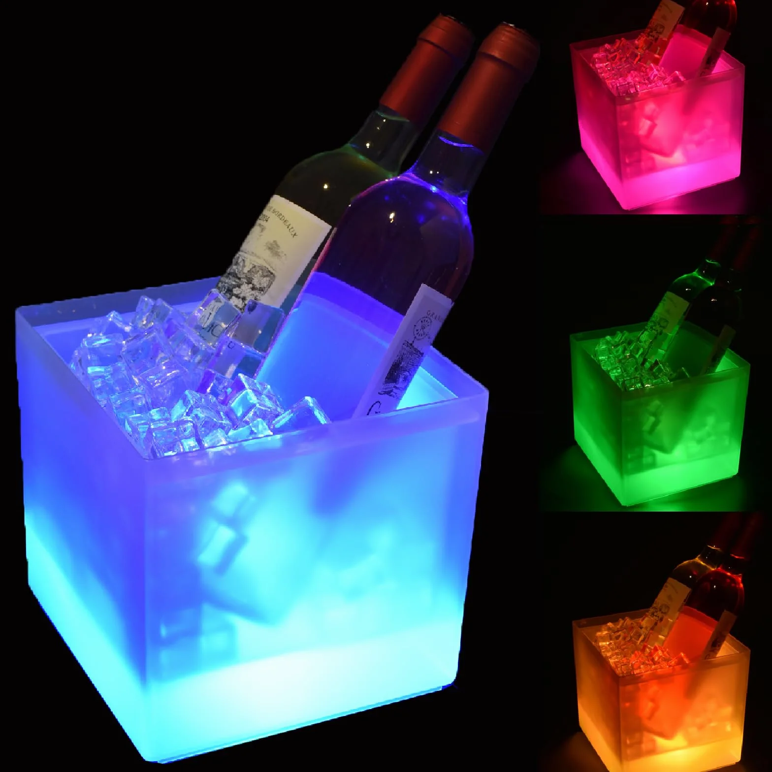 Cubo De Hielo Led De 3,5 Litros, Colorido Con Cambio Automático, Para Fiestas, Casas, Bares, Clubes, Restaurantes Temáticos, Ideal Para Congelar Vino Tinto, Cerveza