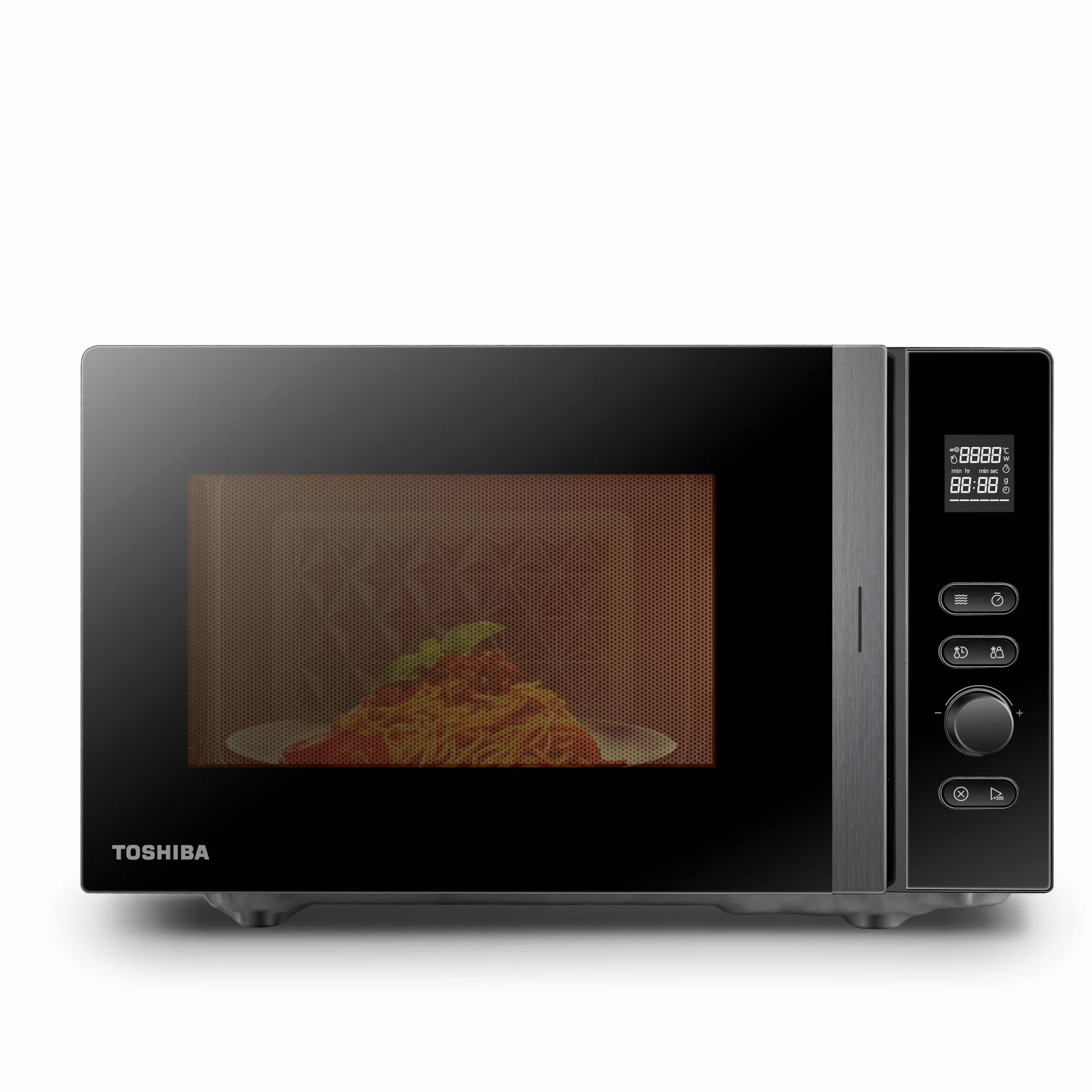 Toshiba MV-AM20T(BK) Microondas, 20 l, 800 W, 5 niveles de potencia, 12 programas, esmalte interior, fácil de limpiar, función de descongelación, plato giratorio de cristal (24,5 cm), negro