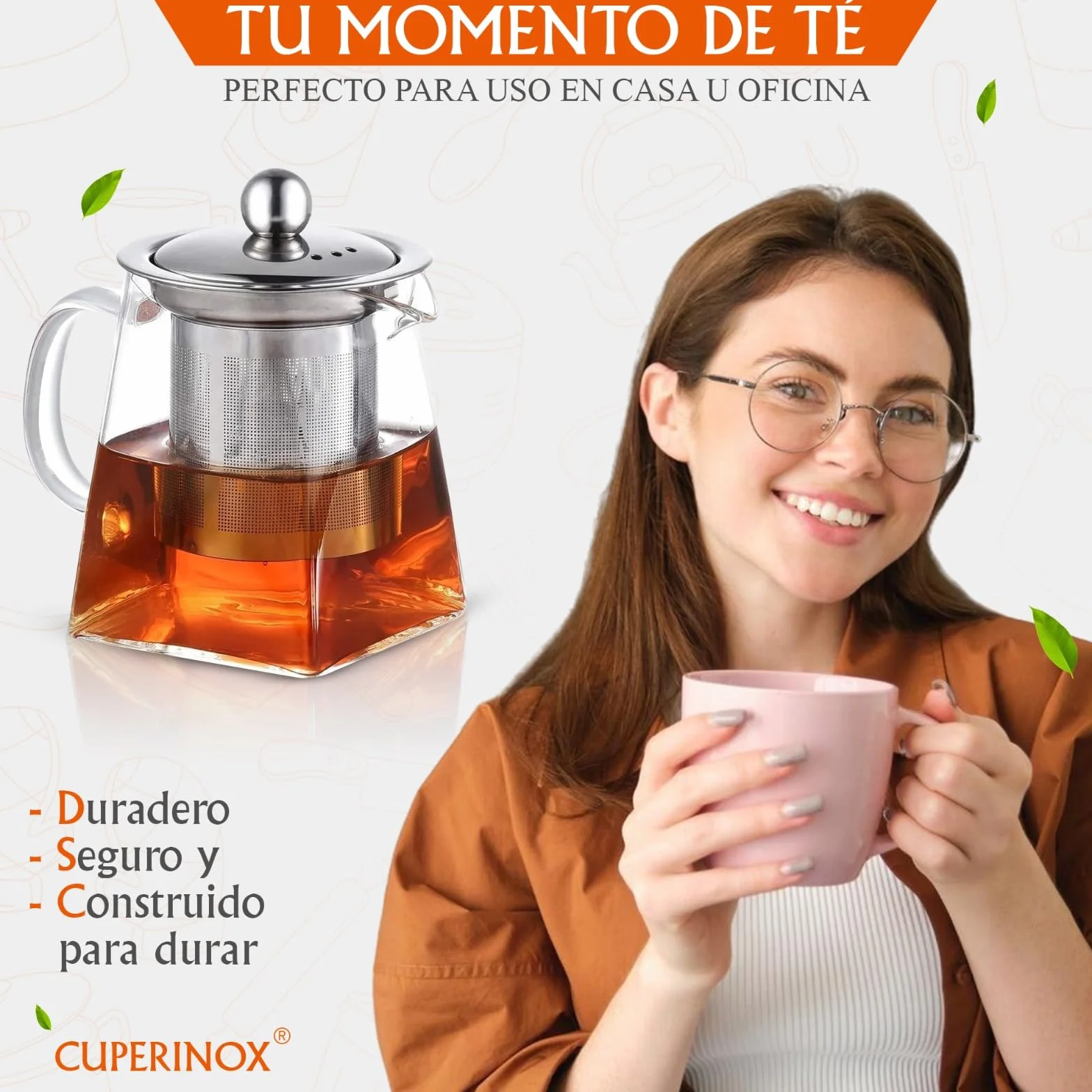 Tetera de Cristal con Infusor para Té e Infusiones, Resistente al Calor y Compatible con Microondas ** - Infusion Prestige Collection (350 ml)