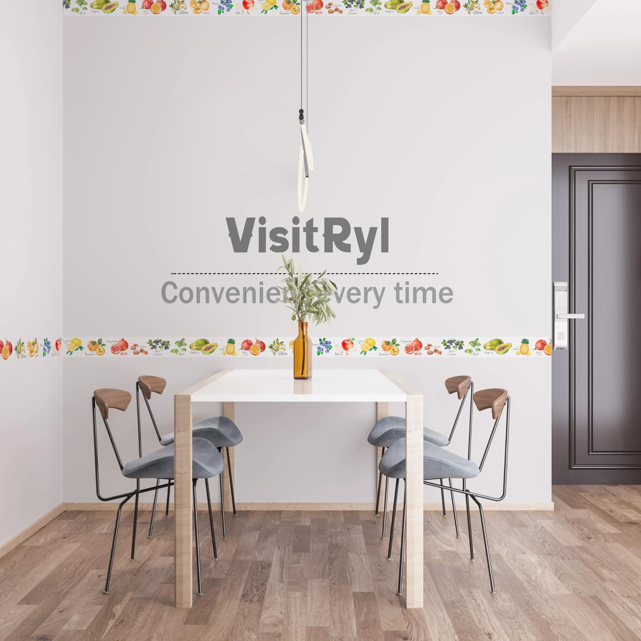 Cenefas Adhesivas para Cocina Baño Decorativas Sala infantil de dibujos animados Fruta A 12cm X 1000cm Fácil Aplicación Resistente Agua