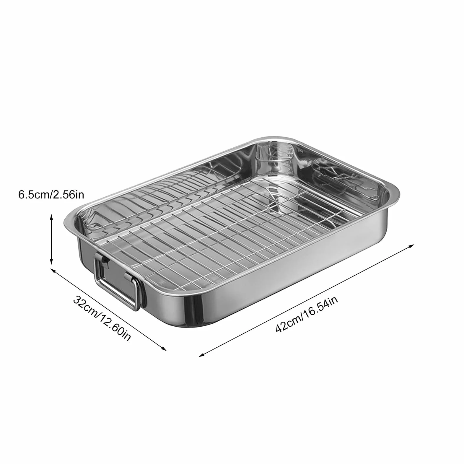 Bandeja Para Con Rejilla Utensilios De Cocina De Acero Inoxidable | Asador De Horno De Metal Perfecta Para Cocineros Caseros Cenas De Acción De Gracias Y Amantes De La Cocina