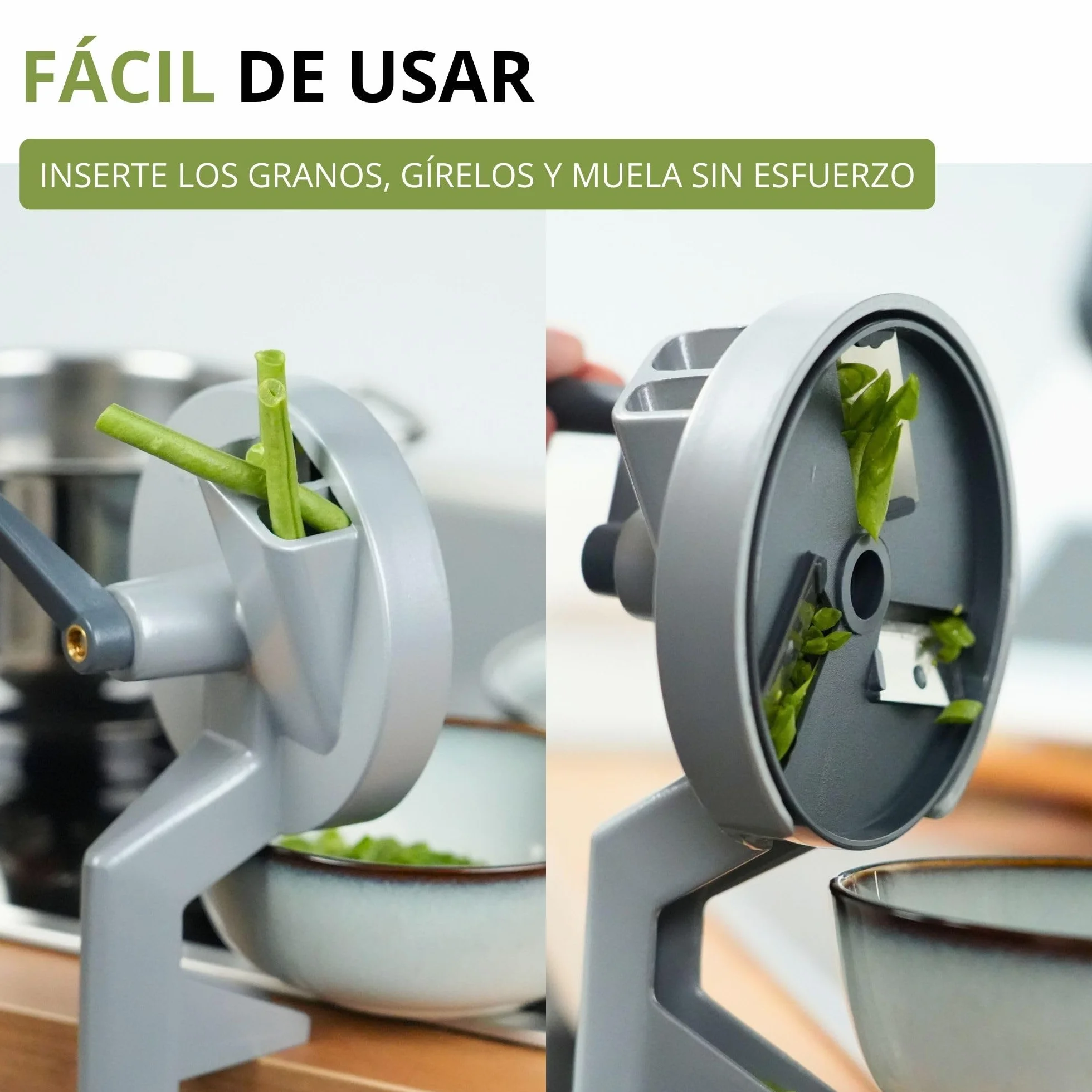 Westmark Cortador de judías con 2 aberturas de corte y abrazadera de tornillo para montaje en mesa, Cuchillo de acero inoxidable/carcasa de aluminio, Plateado, 11822260