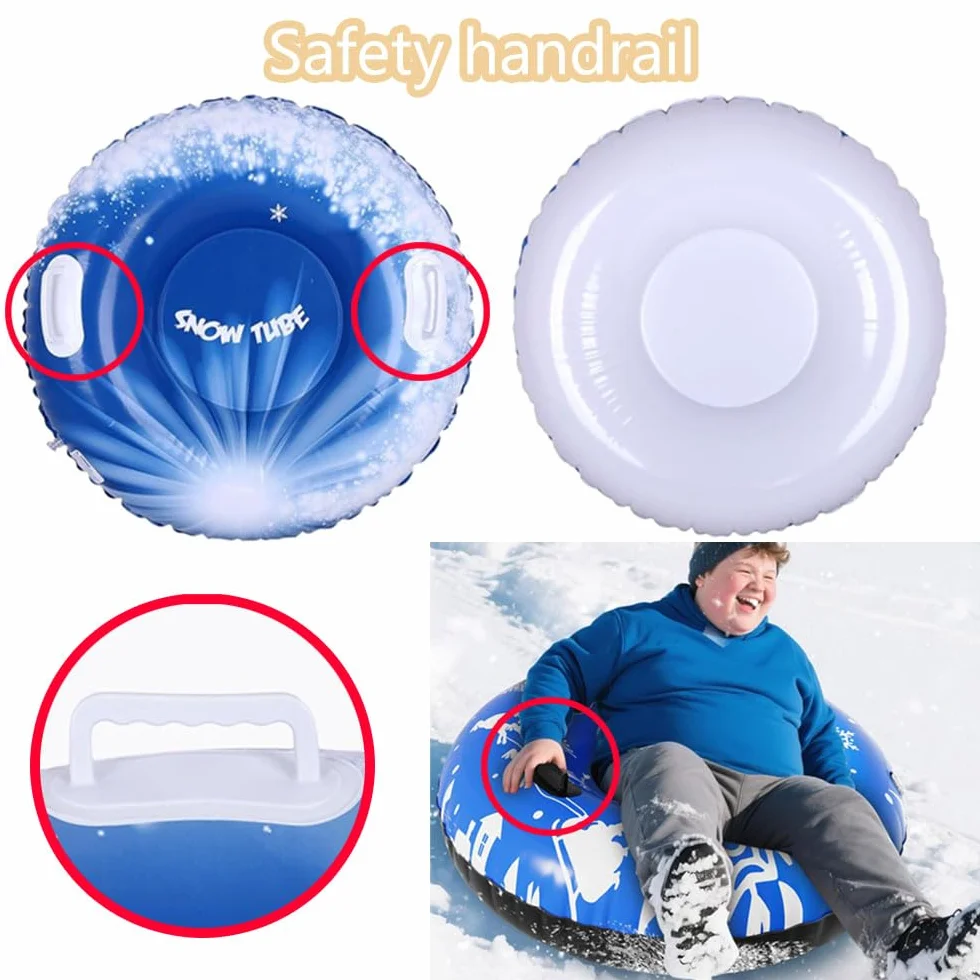 Trineo Nieve, trineos de Nieve con Asas Trineo 80 cm trineos para Deportes de Invierno al Aire Libre (Tubo de Nieve con Copos de Nieve)