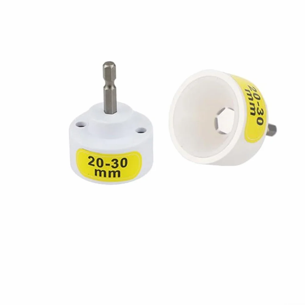 Cabezal taponador eléctrico blanco para sellado de botellas, adaptador de broca hexagonal de 1/4 pulgadas, herramienta de plástico ajustable de 10-50 mm, para operaciones de embalaje eficientes (20-30