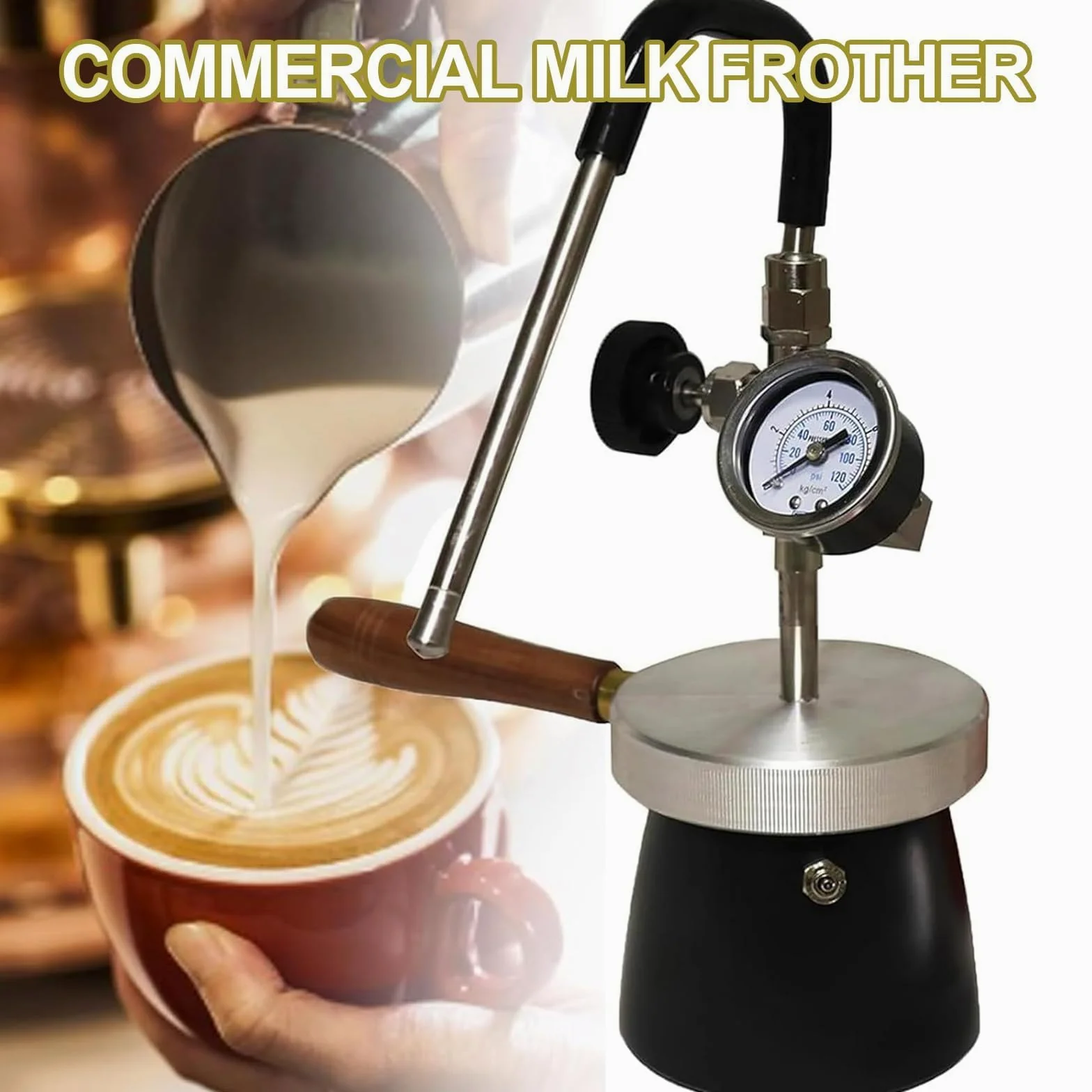Espumador de leche portátil y vaporizador con ángulo ajustable para capuchino y café con leche