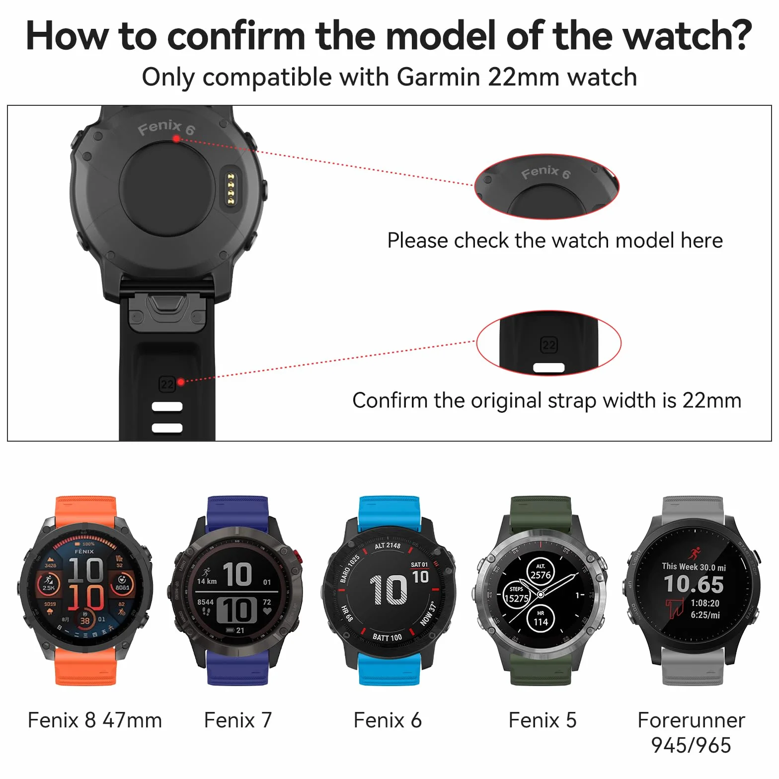 ISABAKE Correa de Reloj para Garmin Fenix 6/6 Pro, Fenix 5/5 Plus, Forerunner 935/945, Approach s60, Banda QuickFit 22 mm