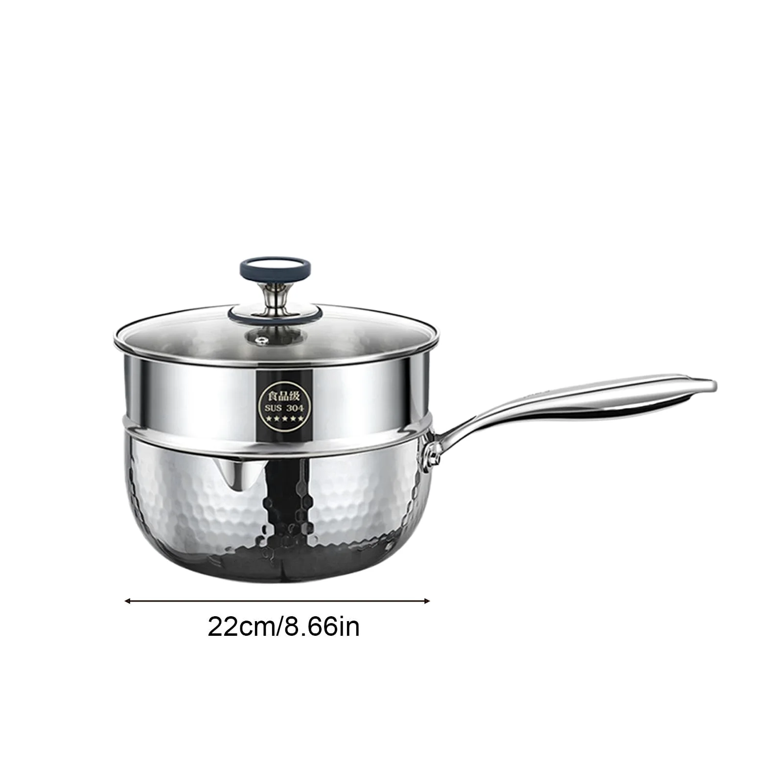 Cazo De Salsa Recipiente de Acero Inoxidable con Asa y Pico Vertedor | Cazo Pequeño Para Vapor Y Salsas Para Cocinar En Casa: Freír, Hervir, Cocer A Fuego Lento, Sopas Y Comidas Saludables