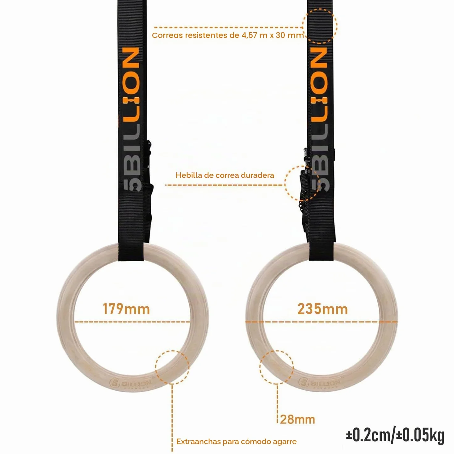Anillos de Gimnasia de Madera Olímpicos con Hebillas Ajustables - Entrenamiento de Fuerza