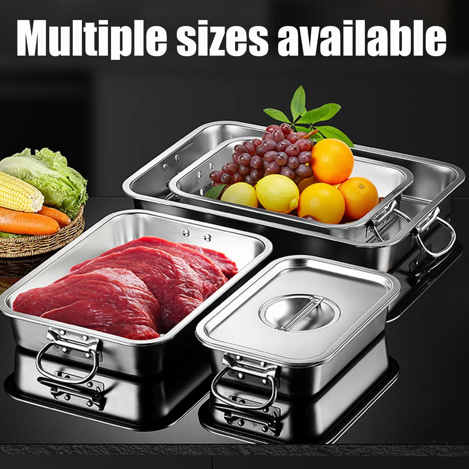 Recipiente apilable para gastro de 32 x 22 cm, 7 cm de profundidad, suministro de alimentos, suministro de restaurante, sin BPA, ideal para preparación de comidas, nizat de cocina, plástico pesado