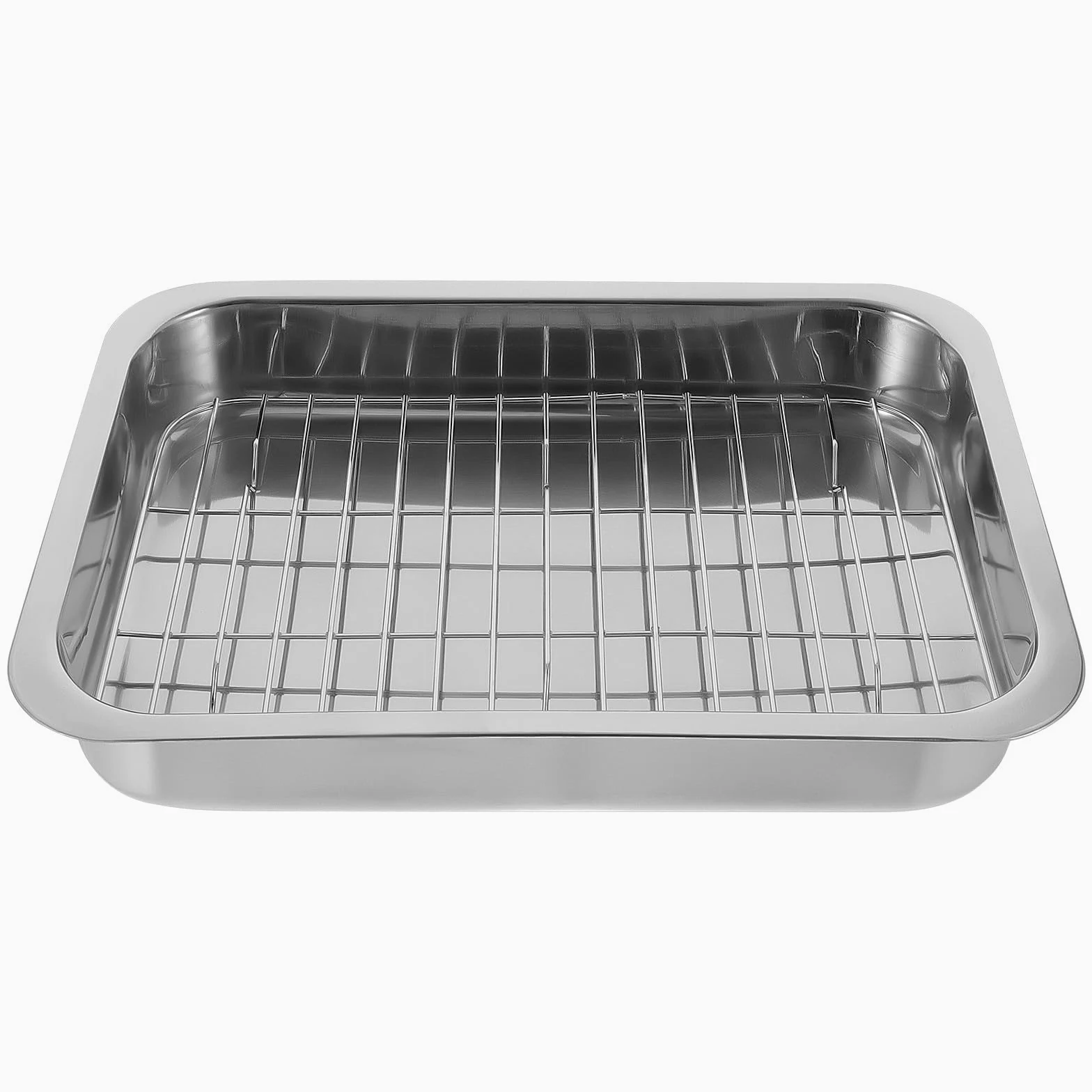 OSALADI Fácil de Limpiar y Operar Bandeja Rectangular para Hornear de Acero Inoxidable con Rejilla Adecuado para Colecciones Personales y Fiestas