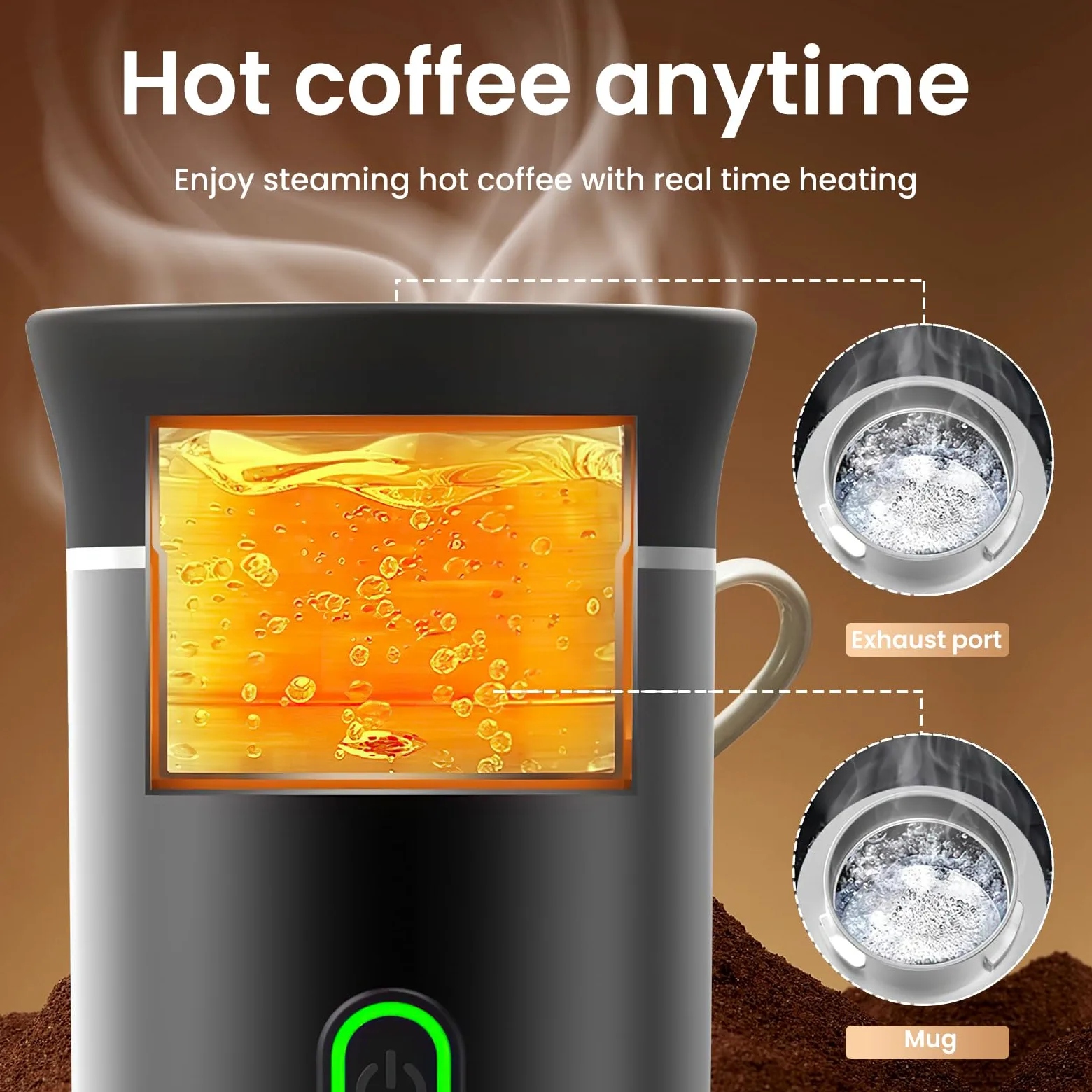 Eznaobo Cafetera Portátil Cafetera Cafetera de Café Café Portátil Cafetera Expresso Calefacción Eléctrica de Viaje para 12 V Coche y Camping (Blanco, 60 ml)