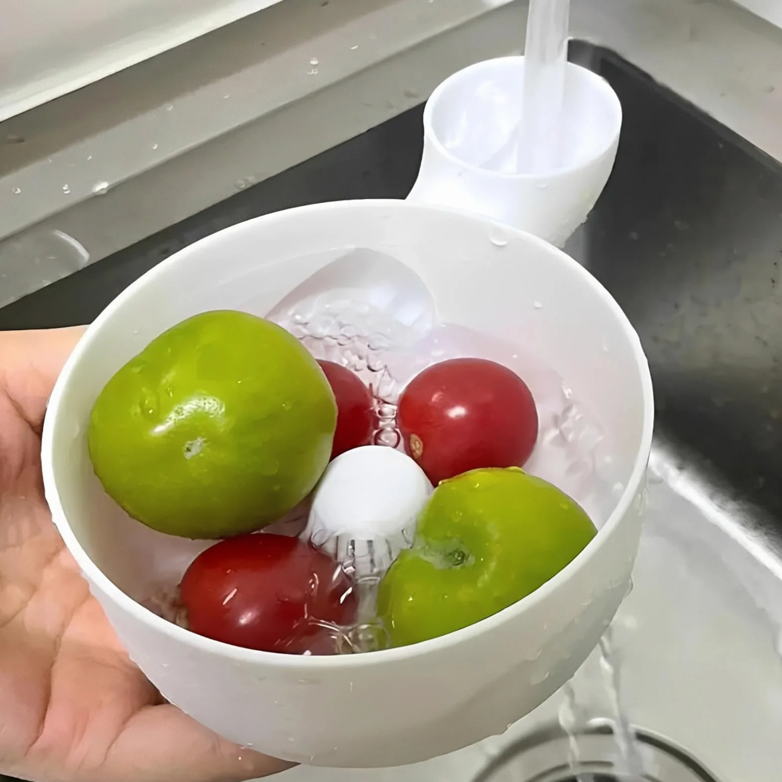 Genérico Limpieza Automática Cuencos Bayas, Colador Cuencos Bayase Pequeños Giratorios, Limpieza Escurridor Fresas Frutas Rápida, Cuenco Lavado Bayas con Orificio Drenaje, para Utensilios Cocina
