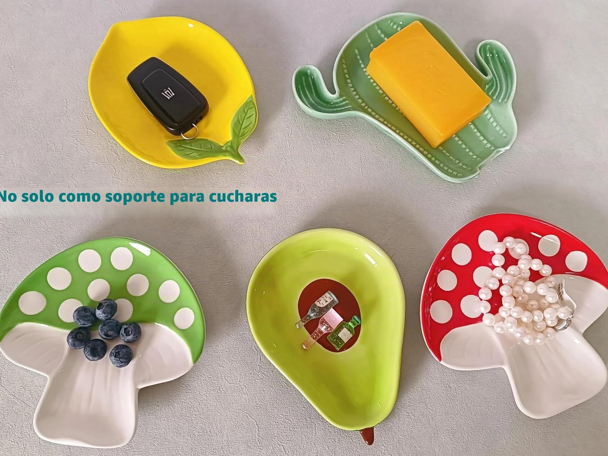 Reposa Cucharas Cocina de Cerámica con Forma de Limón,Apoya Cucharas Decorativo con Hojas Verdes,Soporte de Cuchara para Cocina o Servicio de Té,Soporte de Accesorios de Cerámica,Apto para lavavajilla