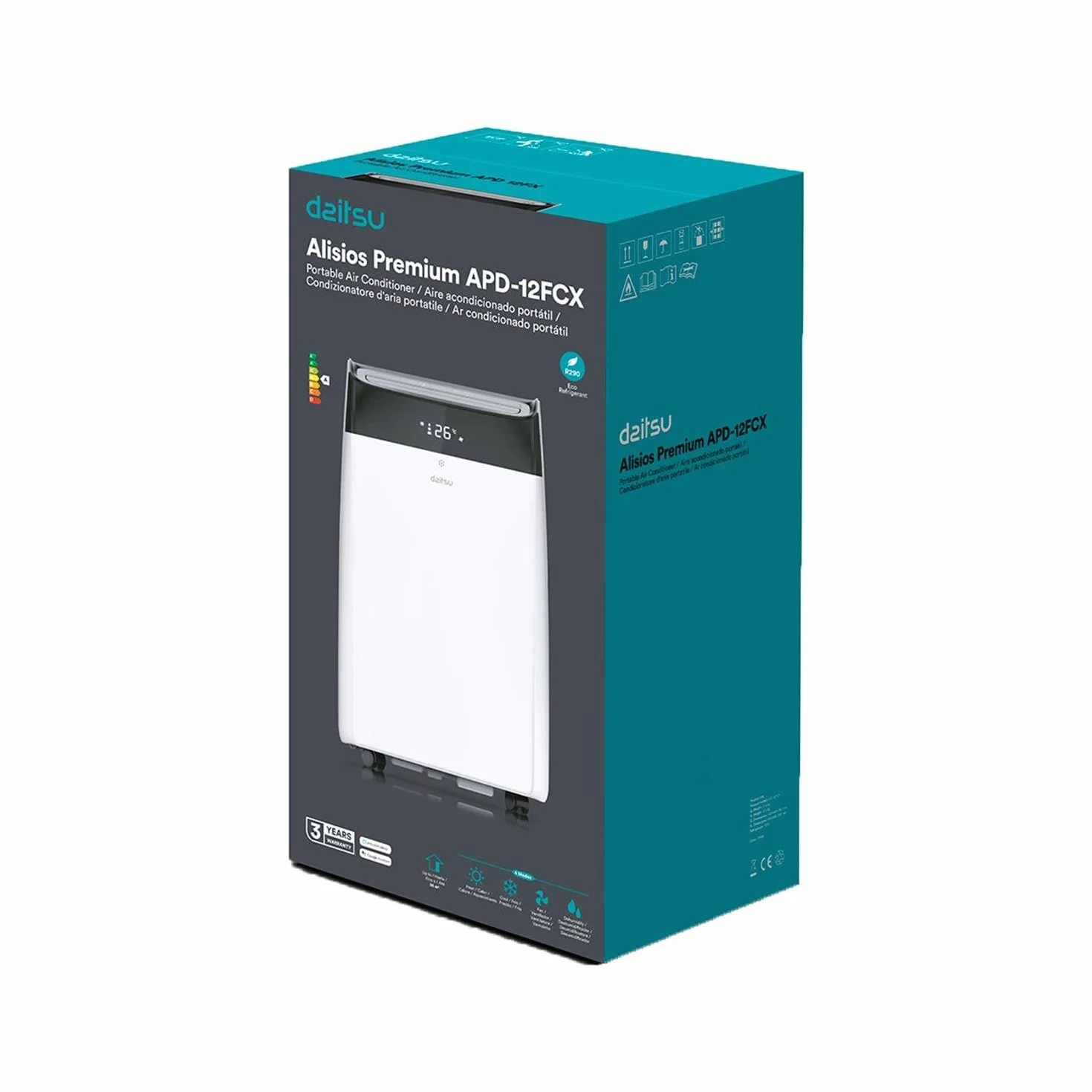 Daitsu - Aire Acondicionado Portátil Frío,Calor, Deshumidificador y Ventilador | 4 en 1 | Alisios Premium APD12FCX | Compacto y Silencioso | Mando a Distancia | Para Hogar u Oficina hasta 30 m²