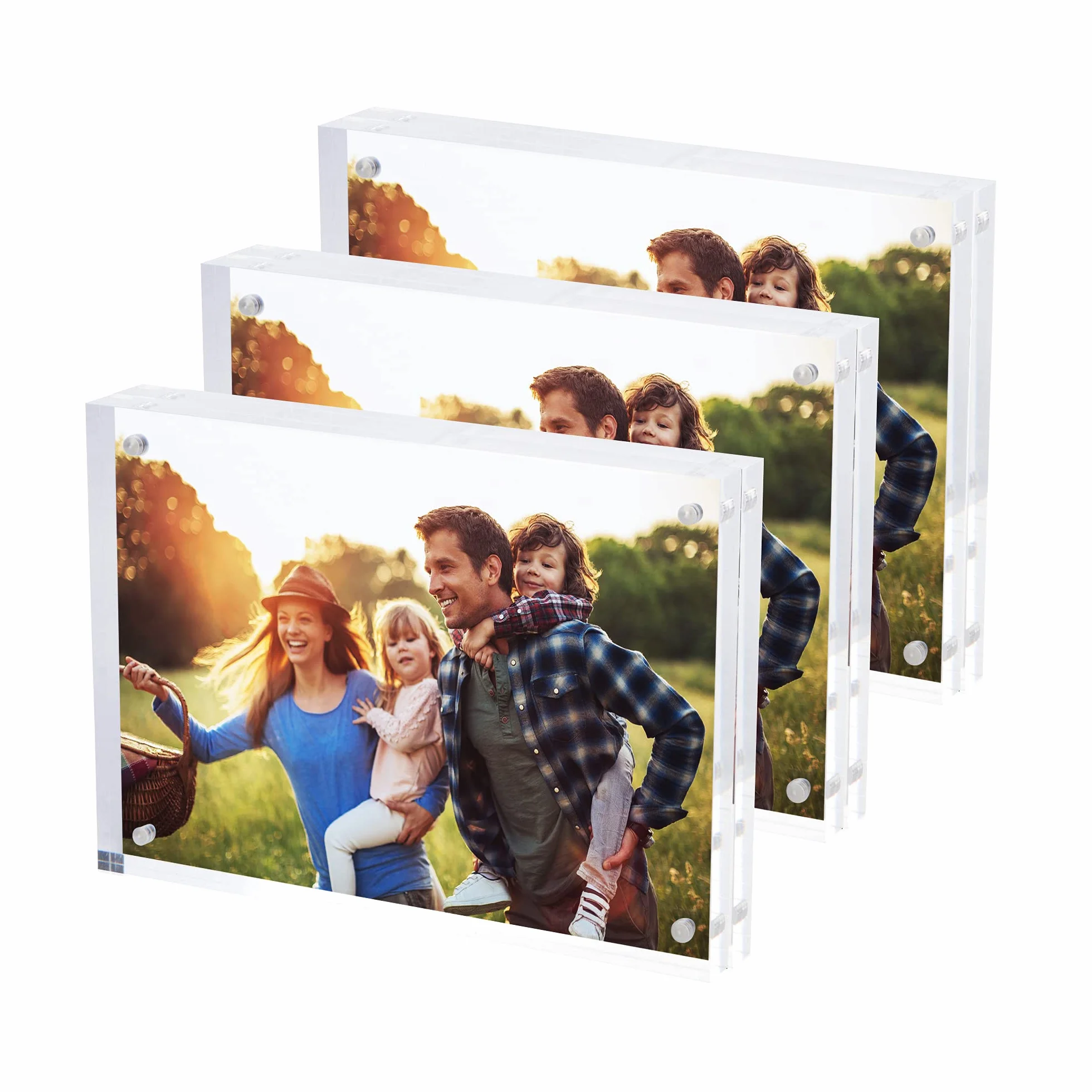 SimbaLux Marco Fotográfico Acrílico Magnético 12,7x17,8 cm, Paquete de 3 | Transparente como el Cristal, Doble Cara Sin Marco para Exhibición, Autoportante, Fácil de Cambiar