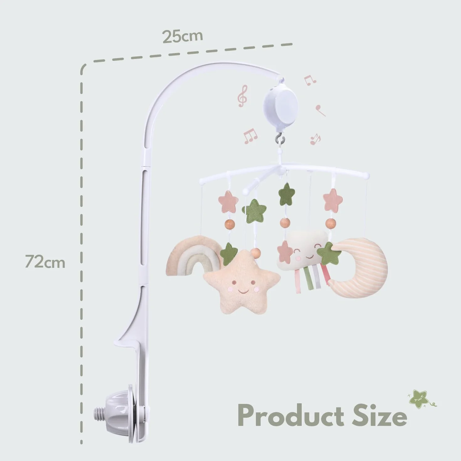 Móvil Cuna de Bebé - 35 Musical - 3 Modos - Volumen Ajustable - Fácil de instalar - Para niños y niñas de 0+ meses (Arcoíris)