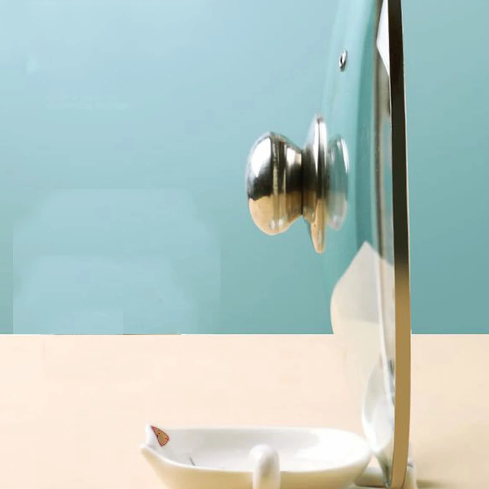 Soporte para Cuchara Cerámica Diseño Animales, Cuchara de Cerámica para Estufa, Resto de la Cuchara, para Decoración de Cocina, Hotel de Decoración de Mesa (Amarillo)