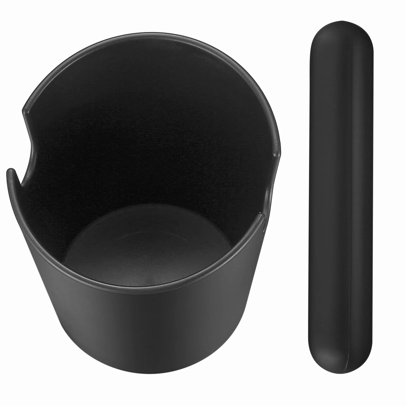 Caja para Posos de Café, Café Knock Box, Café Molido Recipiente, Cajon para Posos de Café Barista Plástico Negro con Barra de Golpe de Metal Extraíble