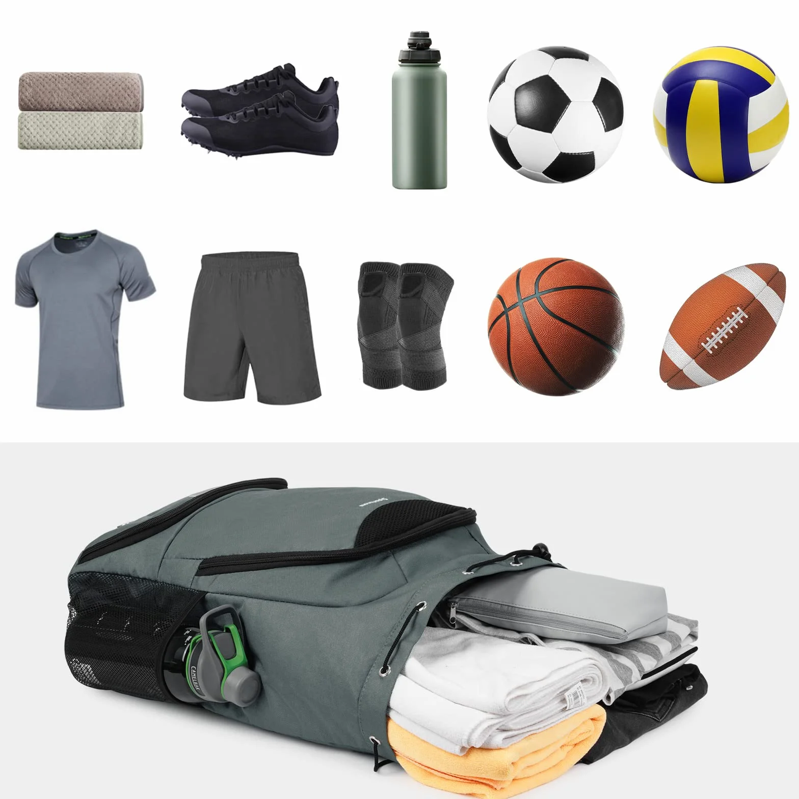 Mochila de Cuerdas Baloncesto Futbol Hombre Mujer Bolsa Deportiva con Compartimento para Zapatos