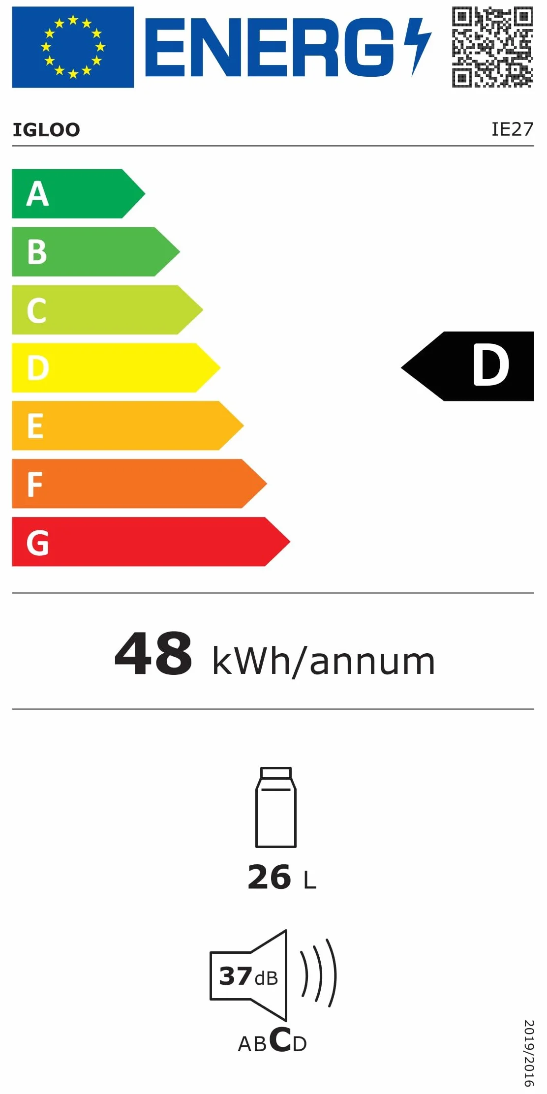 IGLOO IE27 Nevera Eléctrica 12V 230V 27L Mini Frigorífico Compacto Portátil
