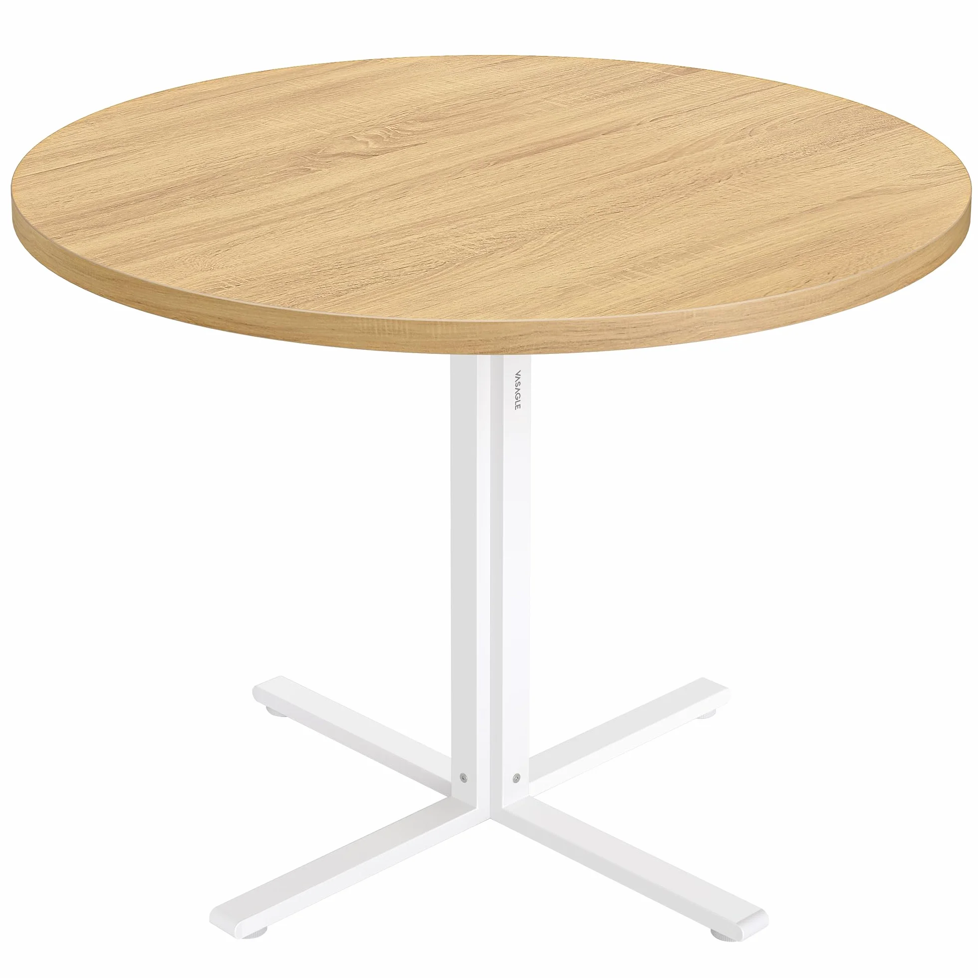 VASAGLE Mesa de Comedor Redonda, Mesa de Cocina Pequeña para 4 Personas, Estilo Rústico, Superficie Resistente al Agua, Diámetro de 80 cm, Alto de 74,8 cm, para Salón, Roble Dorado KDT082Y02