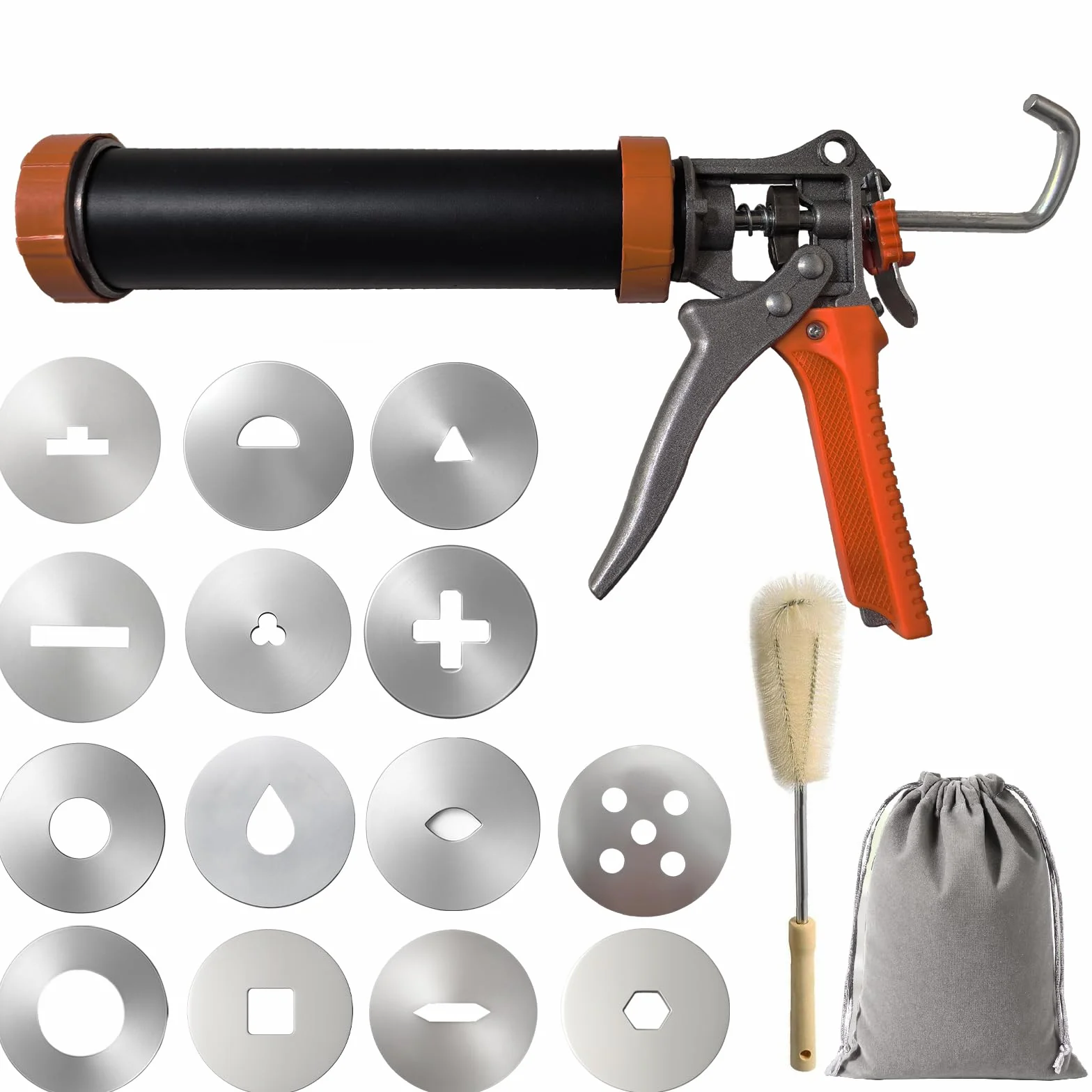 Extrusores de arcilla de acero inoxidable, lanzador de arcilla con 13 placas diferentes de acero inoxidable, herramienta de pistola de barro de arcilla de cerámica, pistola de extrusión de arcilla de