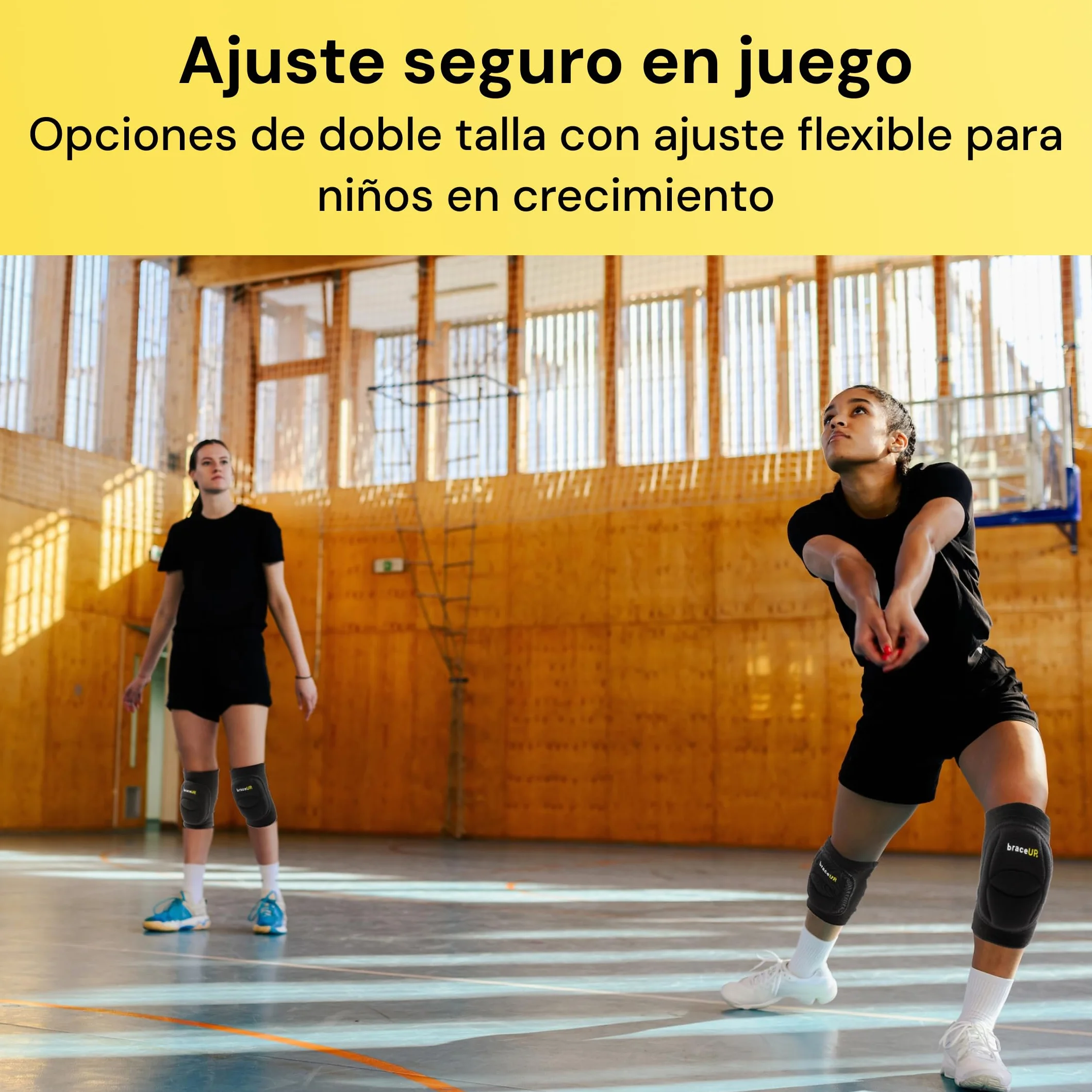 BraceUP Rodilleras Voleibol Protección Deportiva Niños 8–14 Años XS