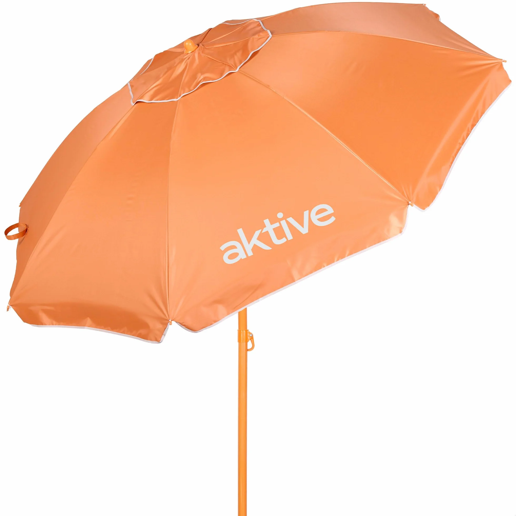 AKTIVE BEACH Sombrilla de playa inclinable D220 cm Naranja protección UV50 8 varillas Material oxford ventilación exterior