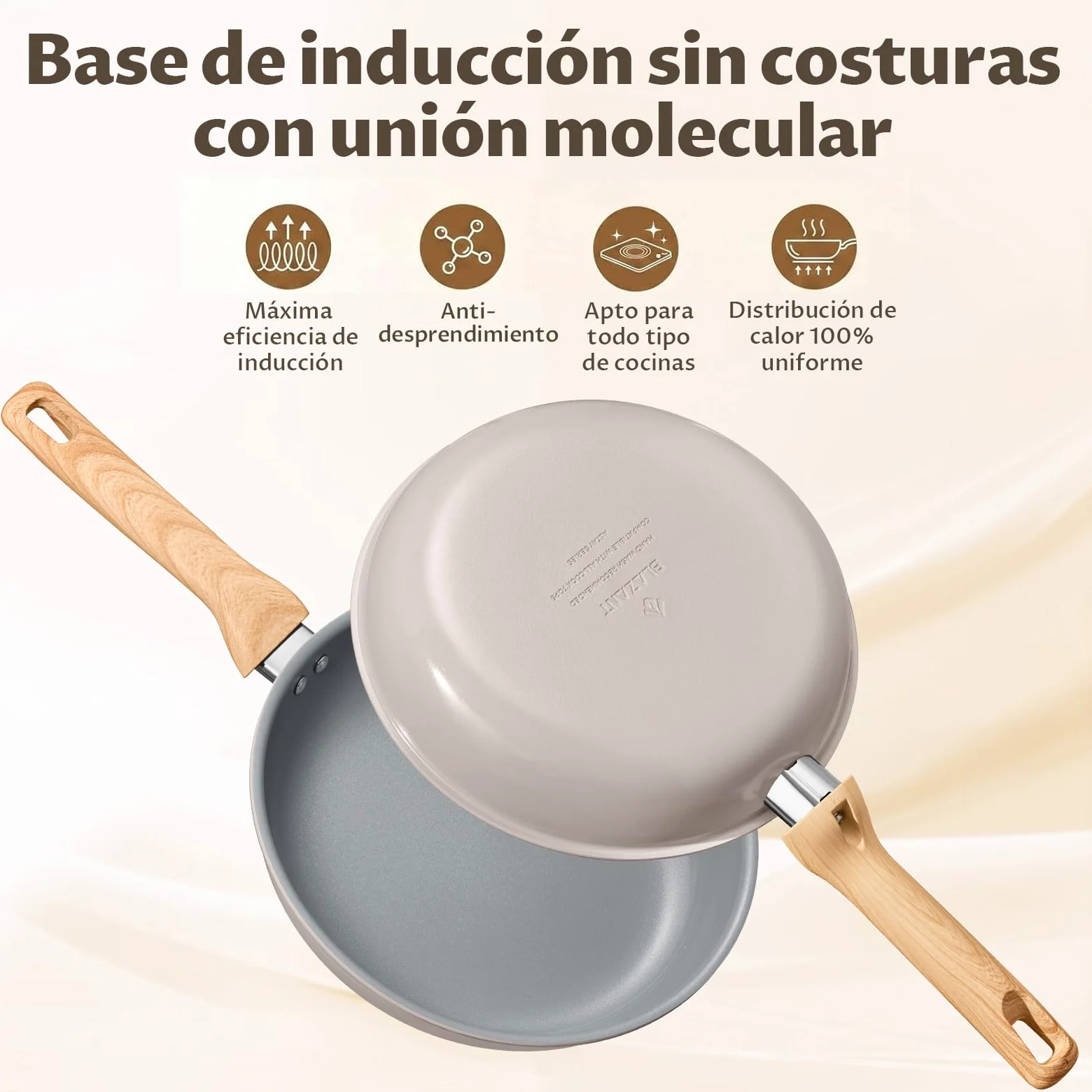 BLAZANT ceramic nonstick pan set 20+24+28cm with lids, PTFE-free, healthy | Optimized induction base for even heat, compatible with all cooktops, easy to clean, dishwasher safe, ergonomic handle
